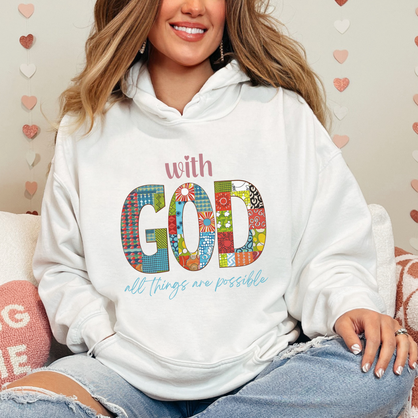 With God all Things are Possible Unisex Heavy Blend™ Hooded Sweatshirt, Christian Merch, Christian Streetwear, Ministry Shirt, Faith Based Shirt, Praise Hoodie