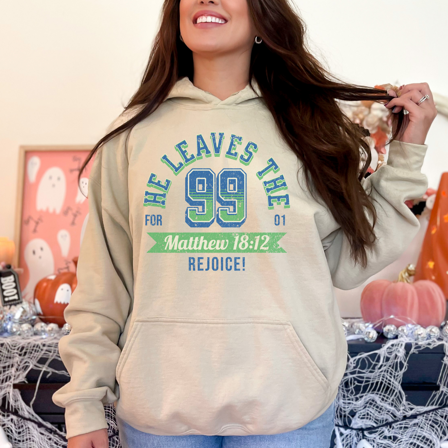 He Leaves the 99 Unisex Heavy Blend™ Hooded Sweatshirt, Christian Merch, Christian Streetwear, Ministry Shirt, Faith Based Shirt, Praise Hoodie