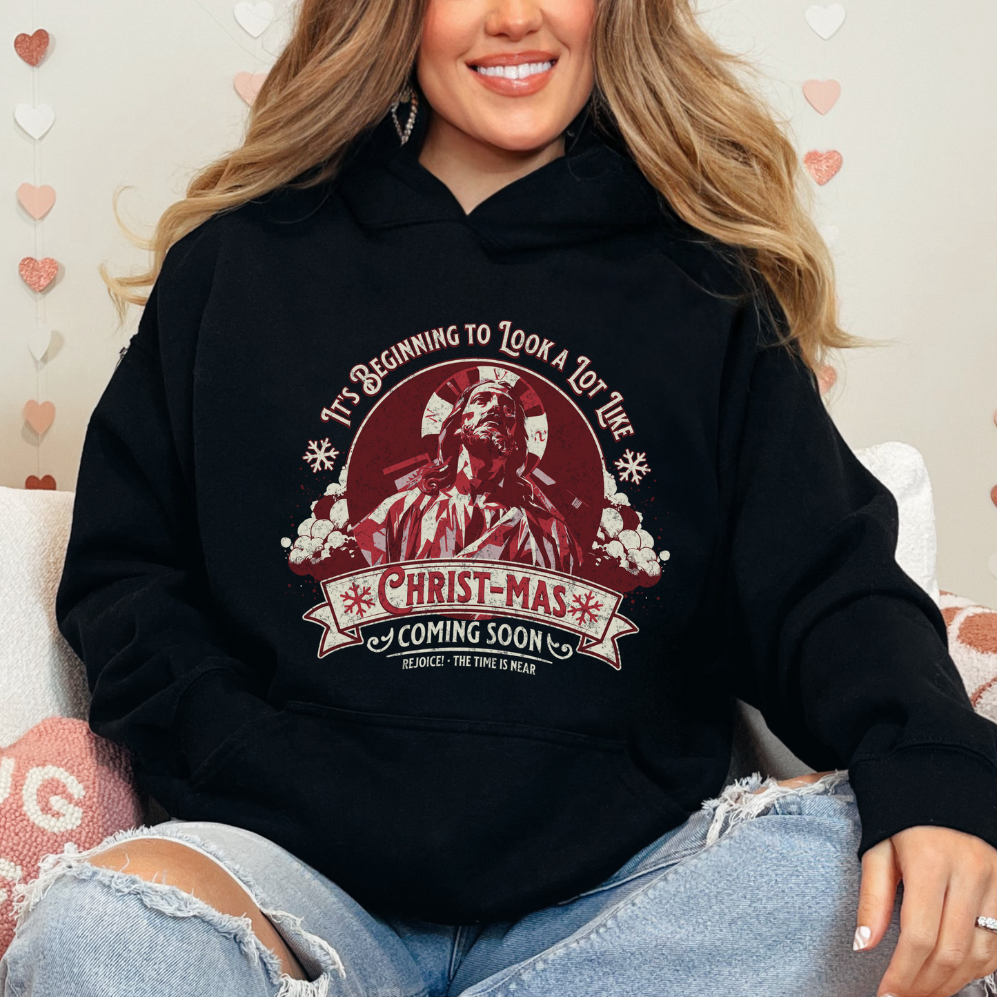 It's Beginning to Look A Lot like Christ-mas Unisex Heavy Blend™ Hooded Sweatshirt, Christian Merch, Christian Streetwear, Ministry Shirt, Faith Based Shirt, Praise Hoodie