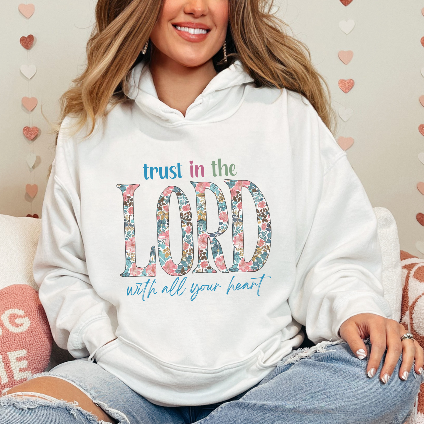 Trust in the Lord with all Your Heart Unisex Heavy Blend™ Hooded Sweatshirt, Christian Merch, Christian Streetwear, Ministry Shirt, Faith Based Shirt, Praise Hoodie