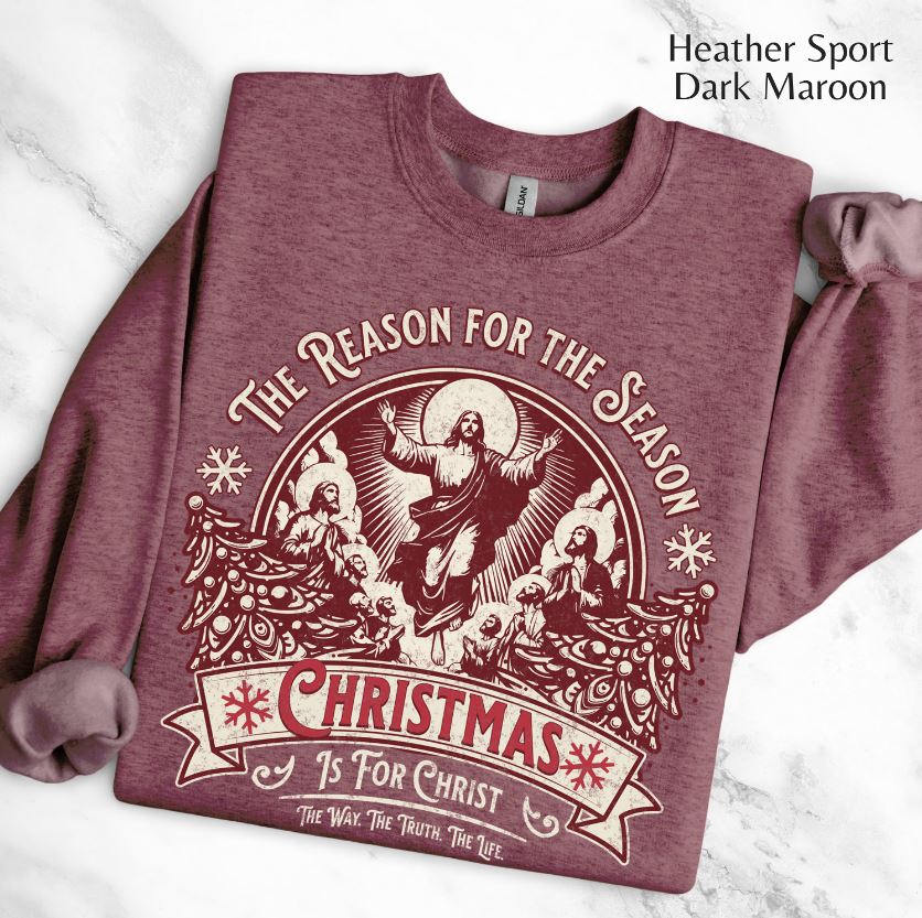 Jesus is the Reason Christmas Sweatshirt, Unisex Heavy Blend Crewneck, Presents for Mom, Jesus Sweater, Glory to God, Christian Christmas