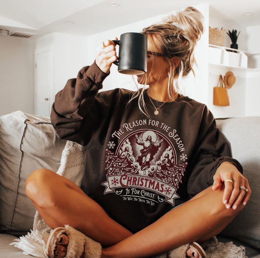 Jesus is the Reason Christmas Sweatshirt, Unisex Heavy Blend Crewneck, Presents for Mom, Jesus Sweater, Glory to God, Christian Christmas
