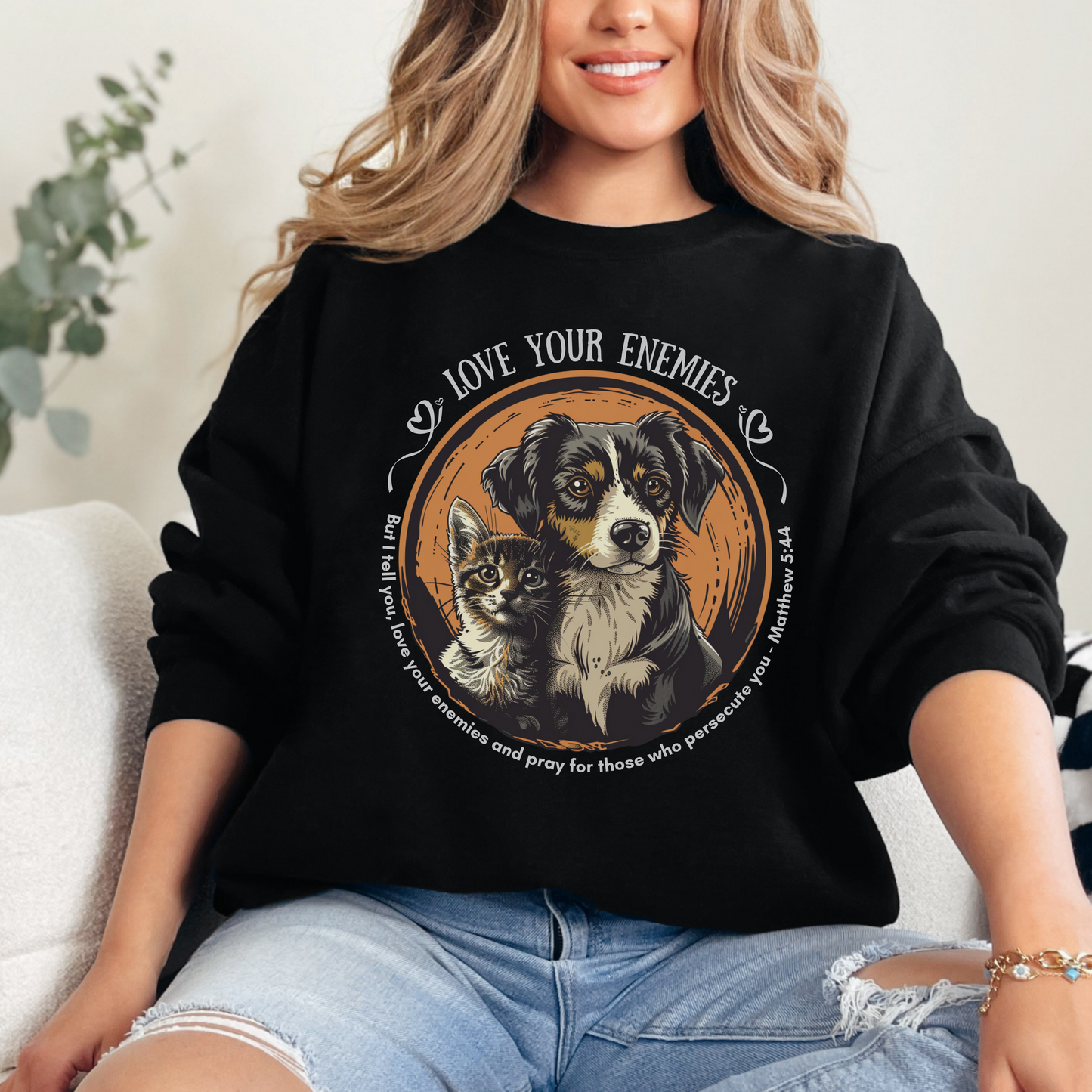 Love Your Enemies Unisex Heavy Blend™ Crewneck Sweatshirt, Christian Merch, Christian Streetwear, Ministry Shirt, Jesus Apparel, Religious Tee, Gift for Church Friend