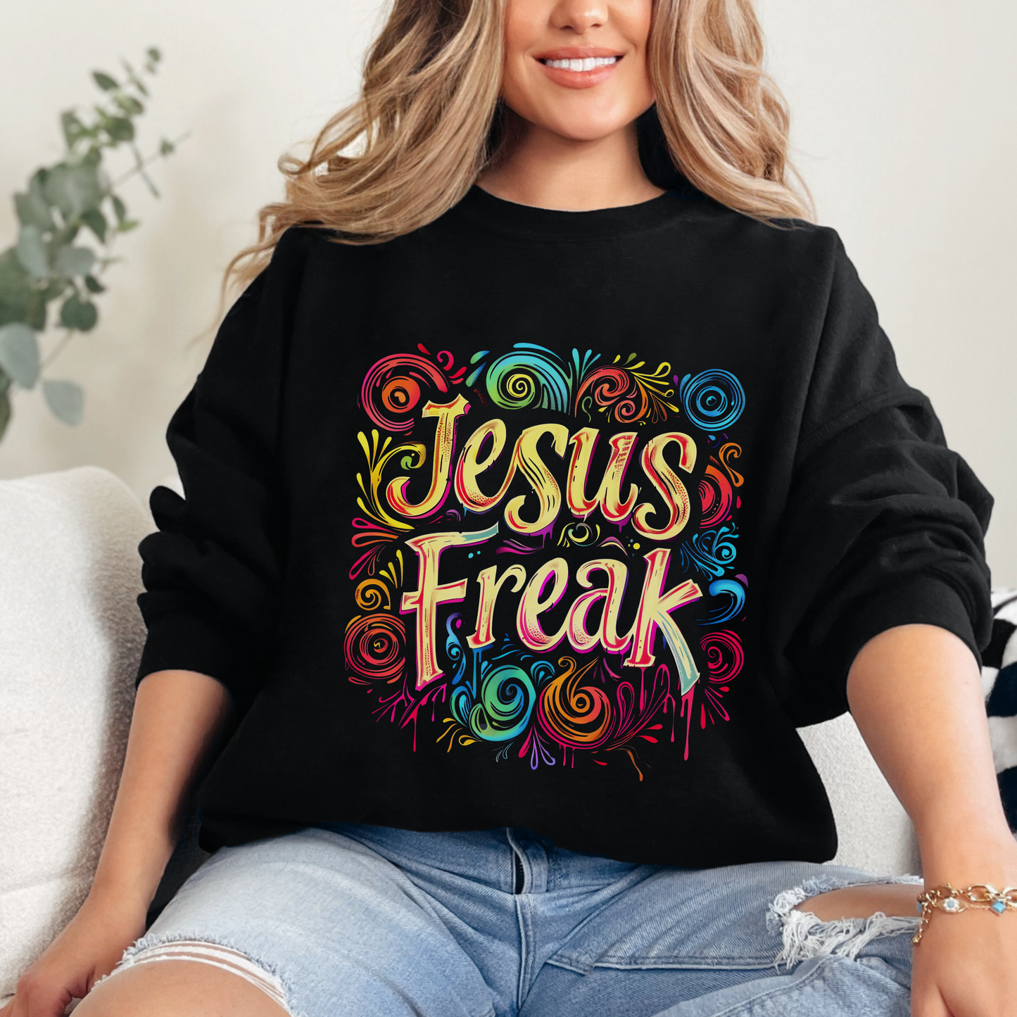 Jesus Freak Unisex Heavy Blend™ Crewneck Sweatshirt, Christian Merch, Christian Streetwear, Ministry Shirt, Jesus Apparel, Religious Tee, Gift for Church Friend