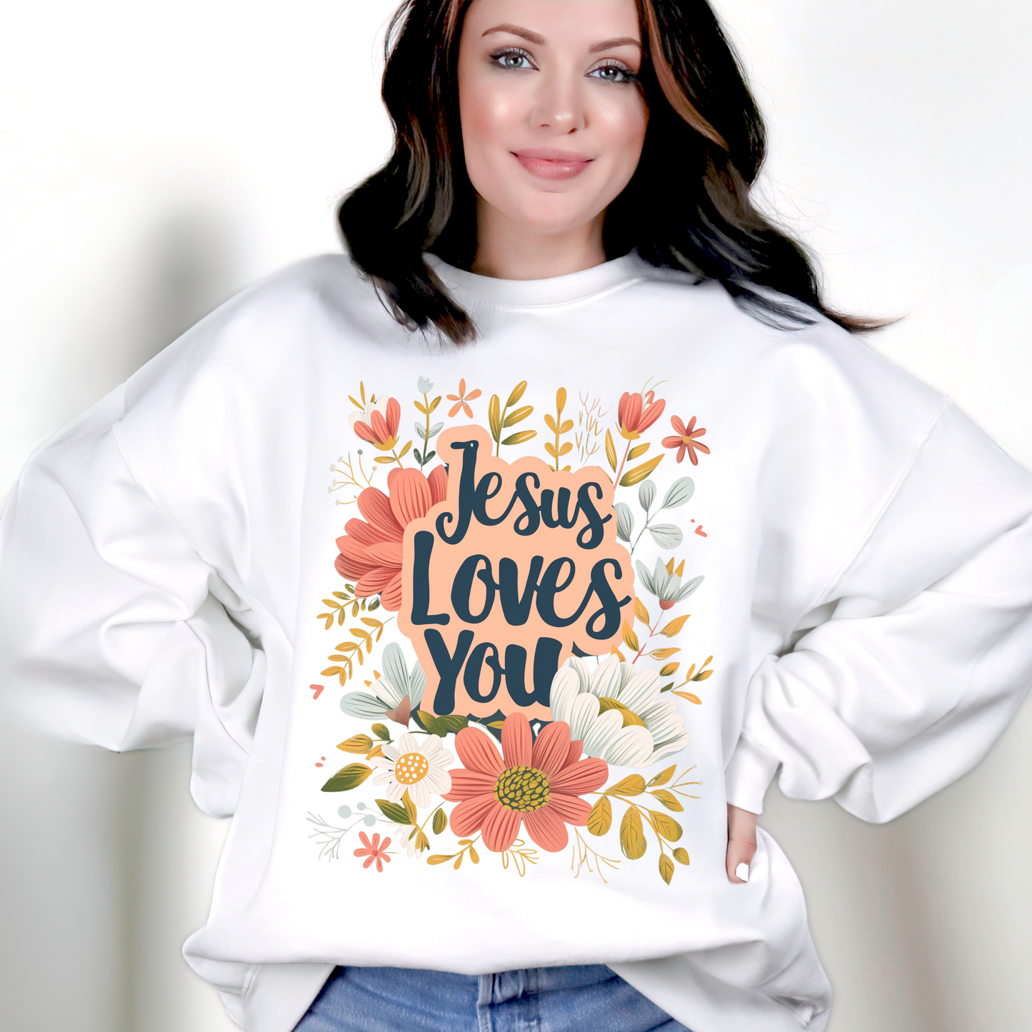 Jesus Loves You Unisex Heavy Blend Crewneck Sweatshirt, Christian Merch, Christian Streetwear, Ministry Shirt, Faith Based Shirt, Jesus Apparel