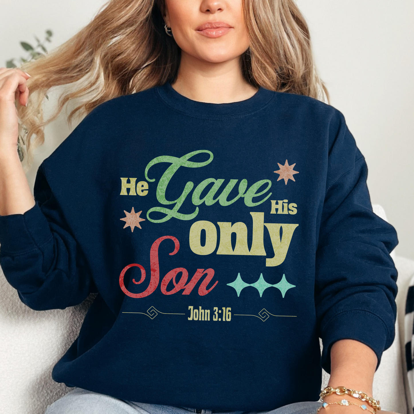 He Gave His Only Son Unisex Heavy Blend Crewneck Sweatshirt, Christian Merch, Christian Streetwear, Ministry Shirt, Faith Based Shirt, Jesus Apparel