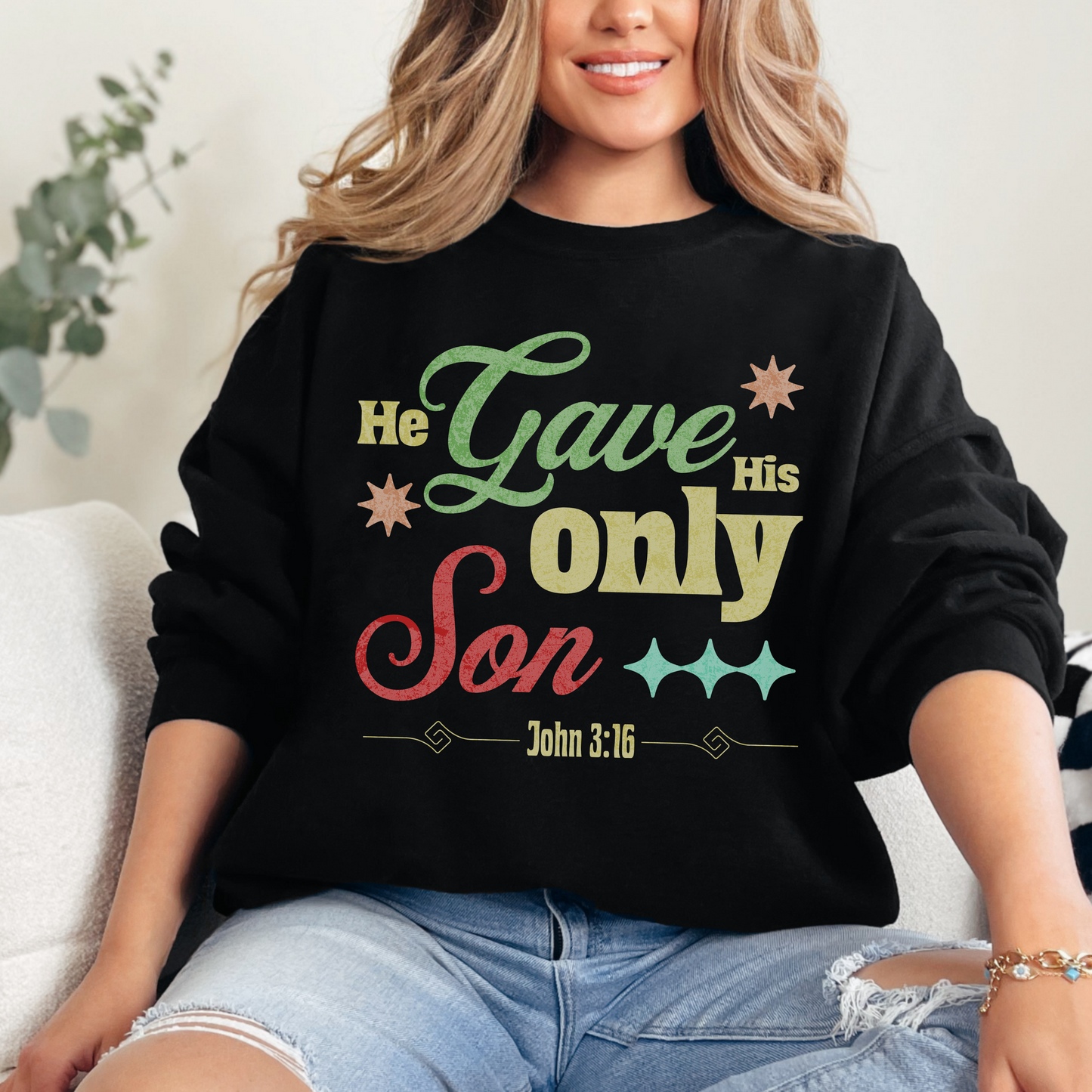 He Gave His Only Son Unisex Heavy Blend Crewneck Sweatshirt, Christian Merch, Christian Streetwear, Ministry Shirt, Faith Based Shirt, Jesus Apparel