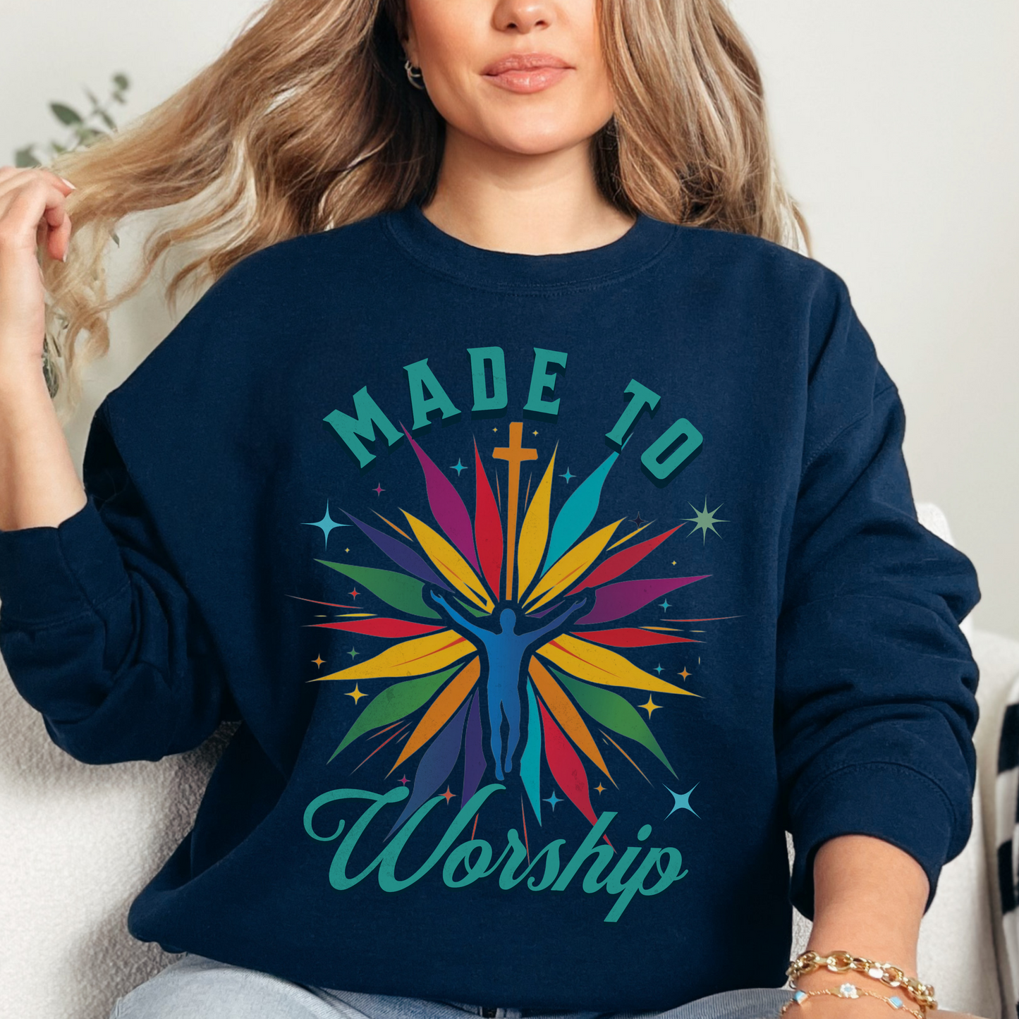Made to Worship Unisex Heavy Blend Crewneck Sweatshirt, Christian Merch, Christian Streetwear, Ministry Shirt, Faith Based Shirt, Jesus Apparel