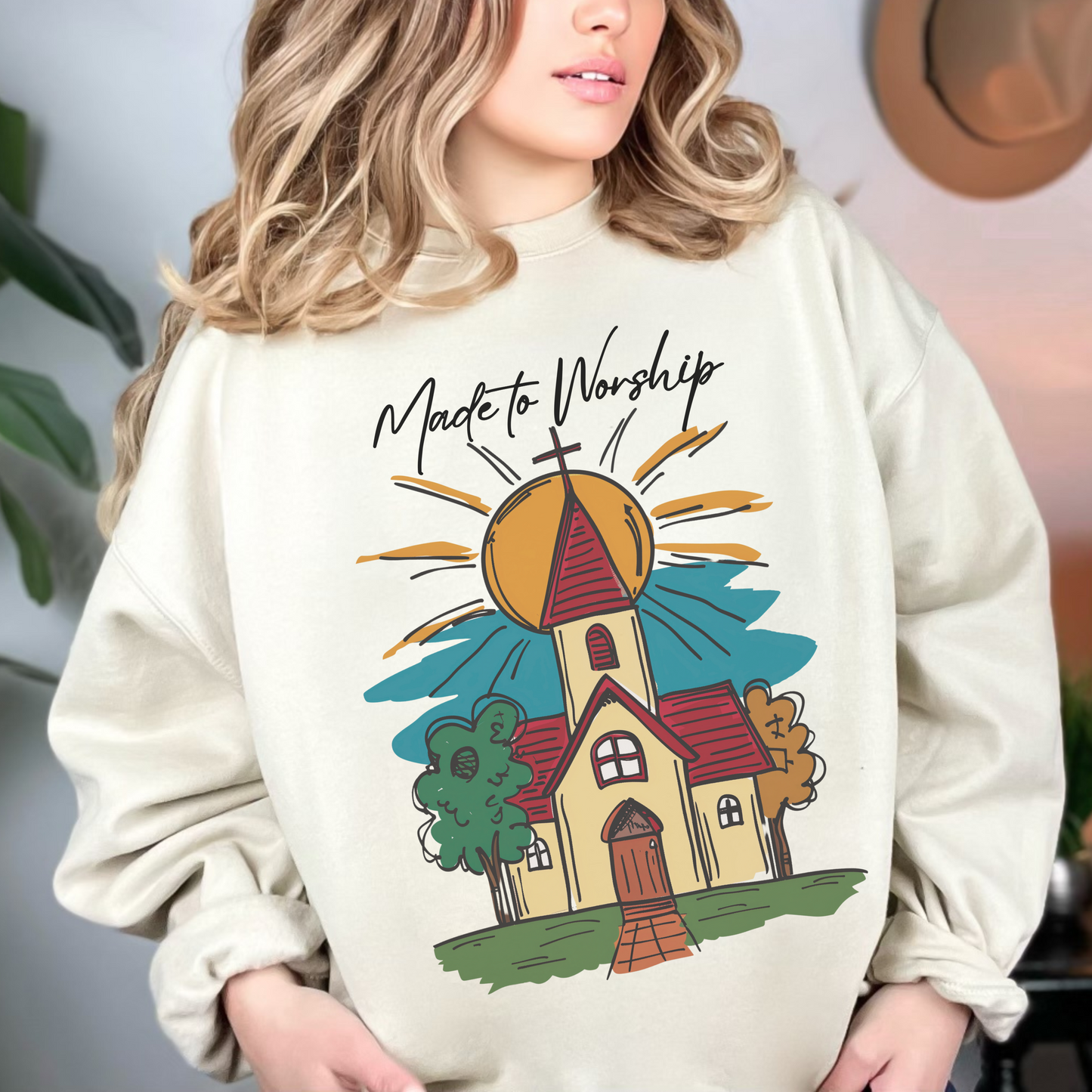 Made to Worship Sweatshirt, Unisex Heavy Blend™ Crewneck, Christian Apparel, Biblical Clothing, Inspirational Apparel, Jesus Shirt