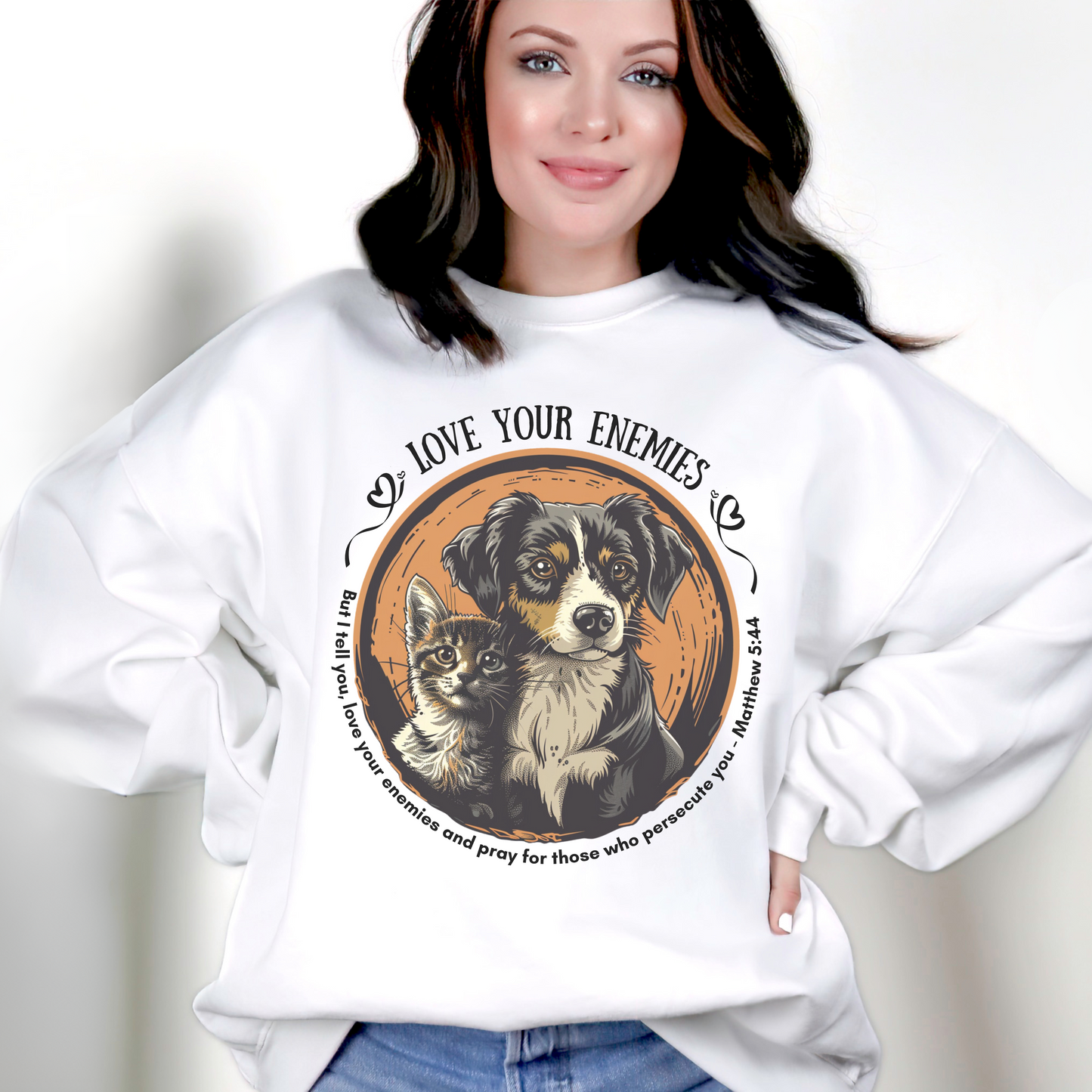 Love Your Enemies Unisex Heavy Blend™ Crewneck Sweatshirt, Christian Merch, Christian Streetwear, Ministry Shirt, Jesus Apparel, Religious Tee, Gift for Church Friend