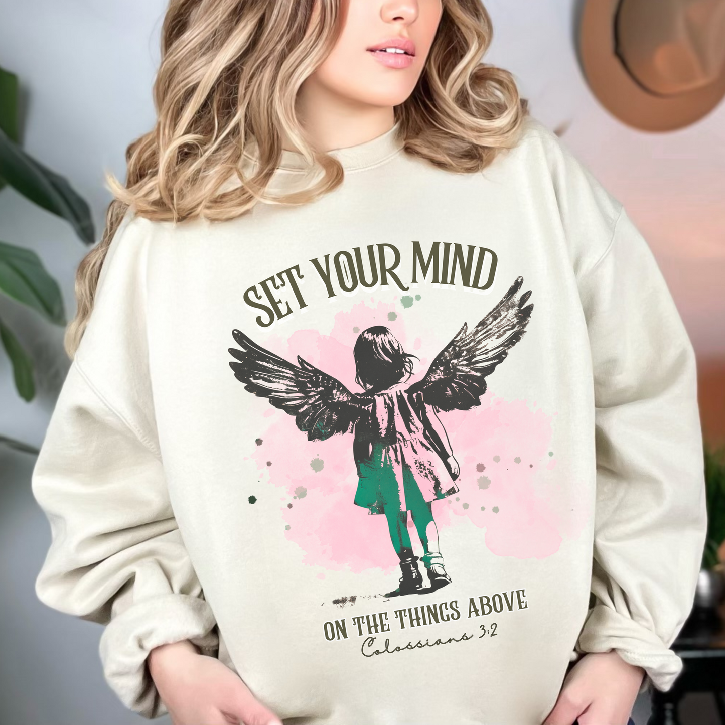 Set Your Mind on the Things Above Sweatshirt, Unisex Heavy Blend™ Crewneck, Christian Apparel, Biblical Clothing, Inspirational Apparel, Jesus Shirt