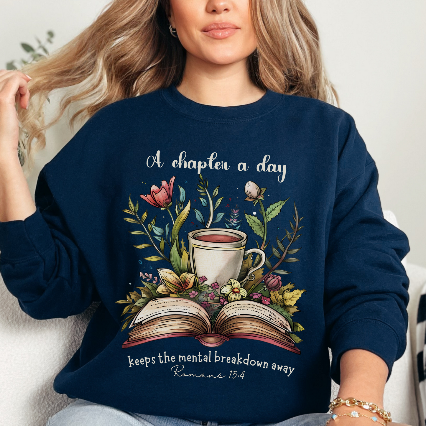 A Chapter a Day Sweatshirt, Unisex Heavy Blend™ Crewneck, Christian Apparel, Biblical Clothing, Inspirational Apparel, Jesus Shirt