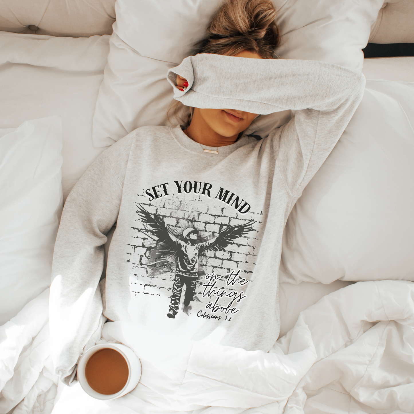 Set Your Mind on the Things Above Unisex Heavy Blend Crewneck Sweatshirt, Christian Merch, Christian Streetwear, Ministry Shirt, Faith Based Shirt, Jesus Apparel