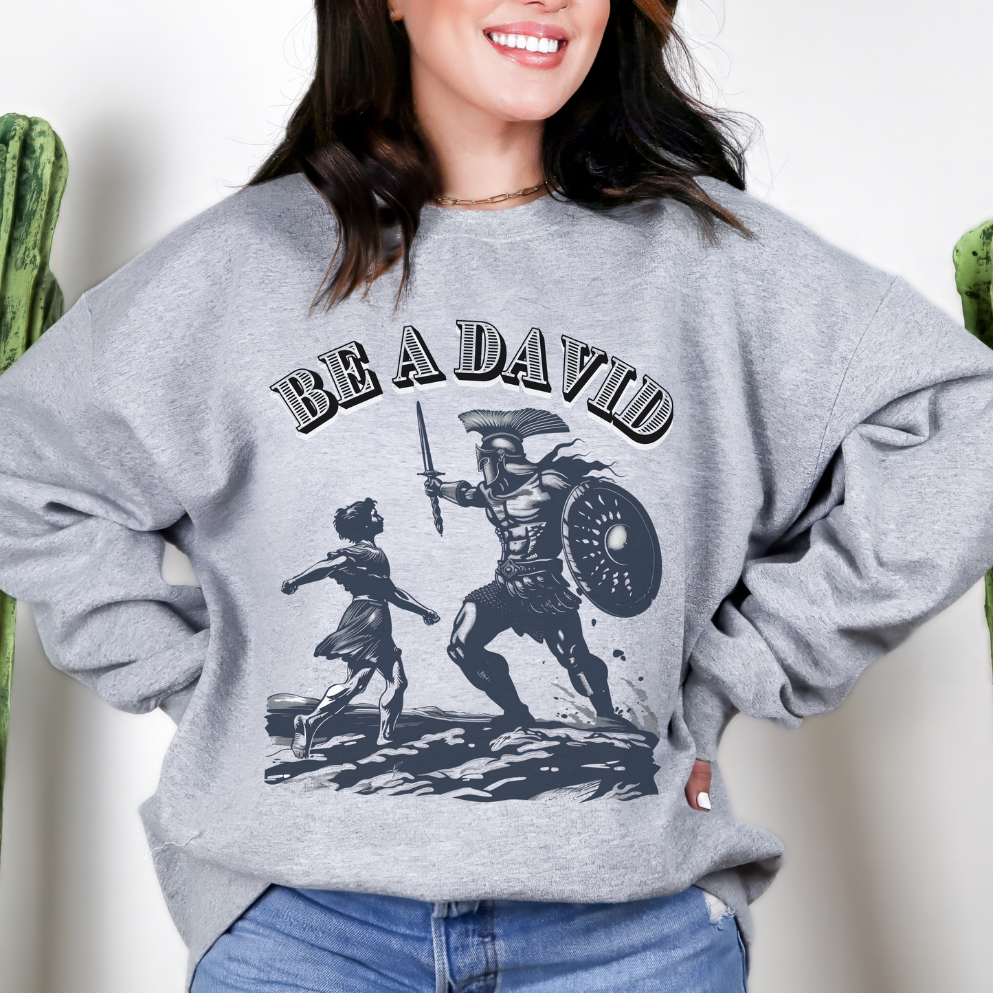 Be a David Unisex Heavy Blend Crewneck Sweatshirt, Christian Merch, Christian Streetwear, Ministry Shirt, Faith Based Shirt, Jesus Apparel