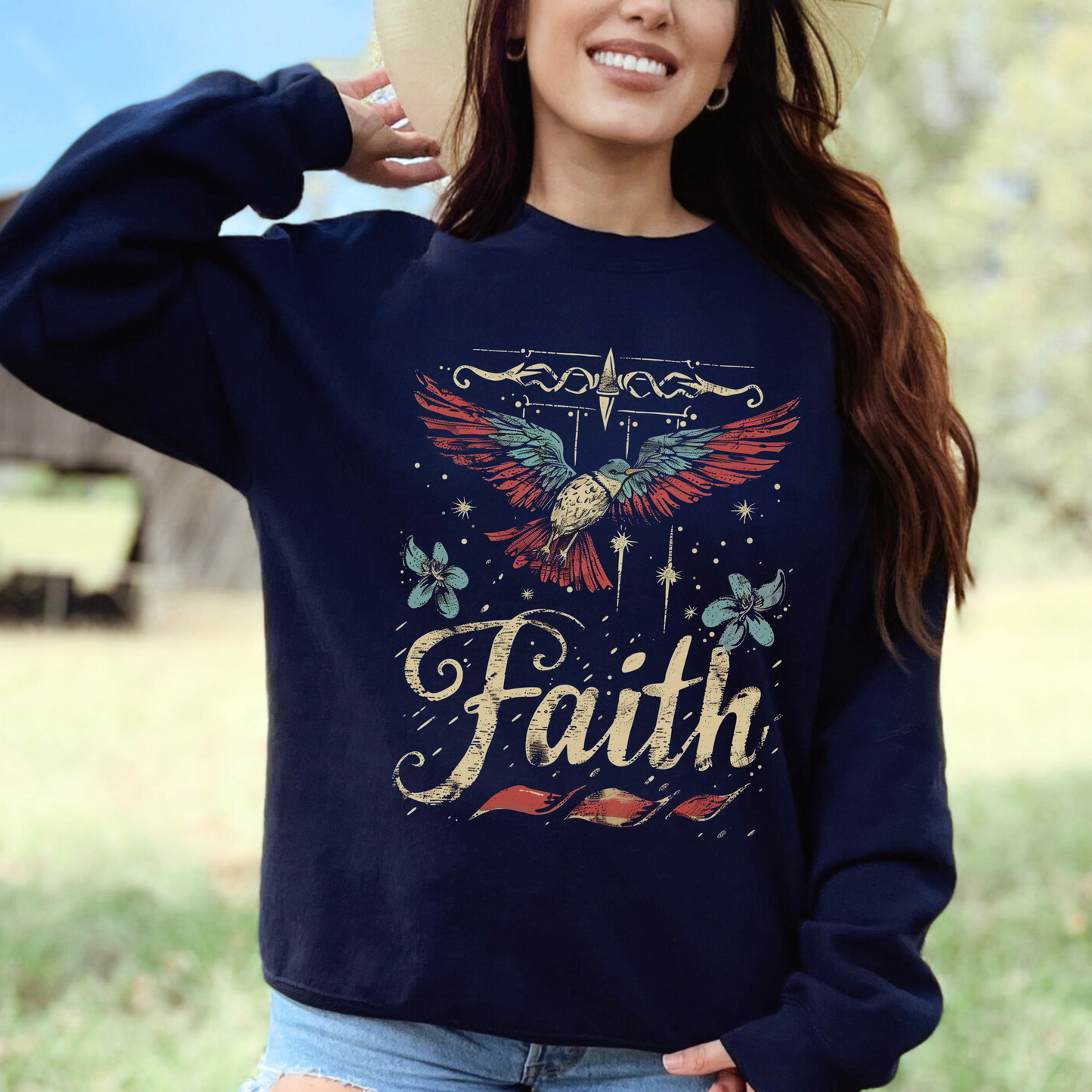 Faith Unisex Heavy Blend Crewneck Sweatshirt, Christian Merch, Christian Streetwear, Ministry Shirt, Faith Based Shirt, Praise Sweater