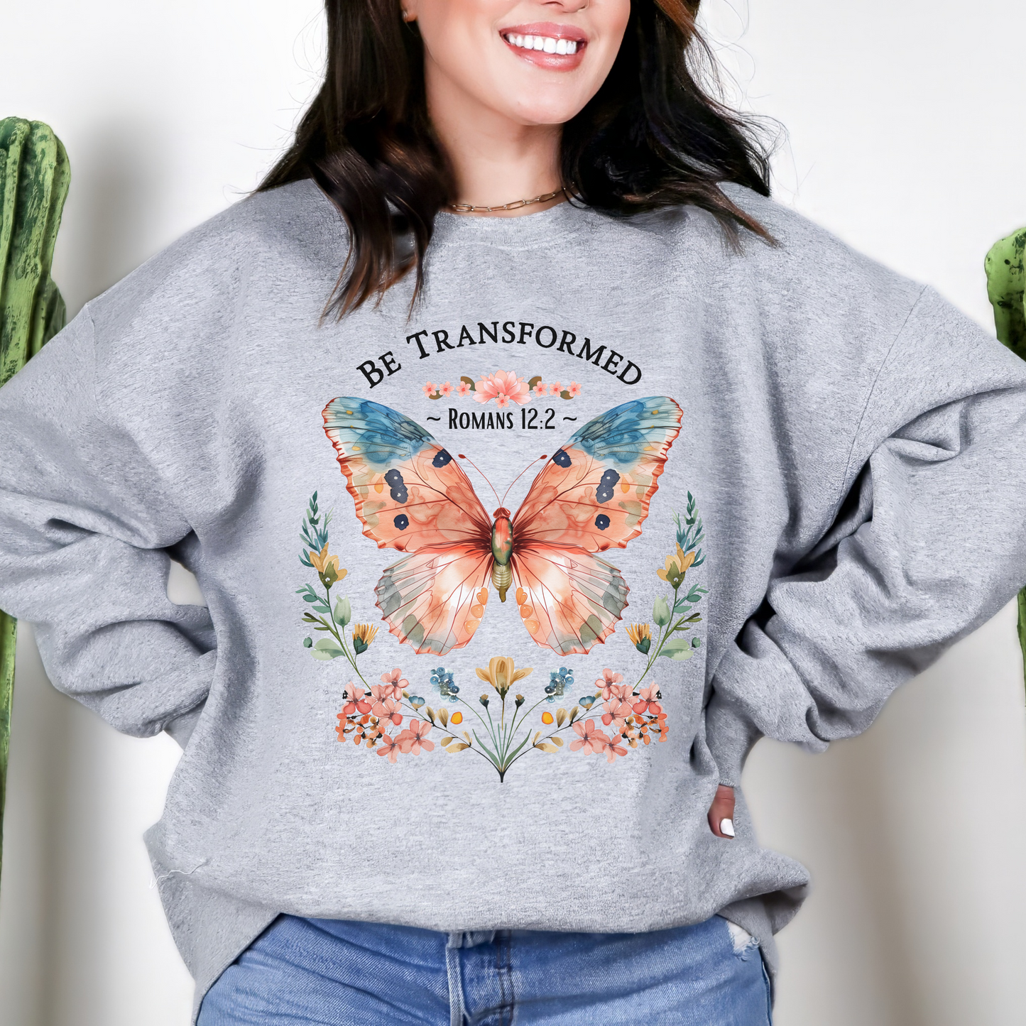 Be Transformed, Romans 12:2 Unisex Heavy Blend Crewneck Sweatshirt, Christian Merch, Christian Streetwear, Ministry Shirt, Faith Based Shirt, Praise Sweater