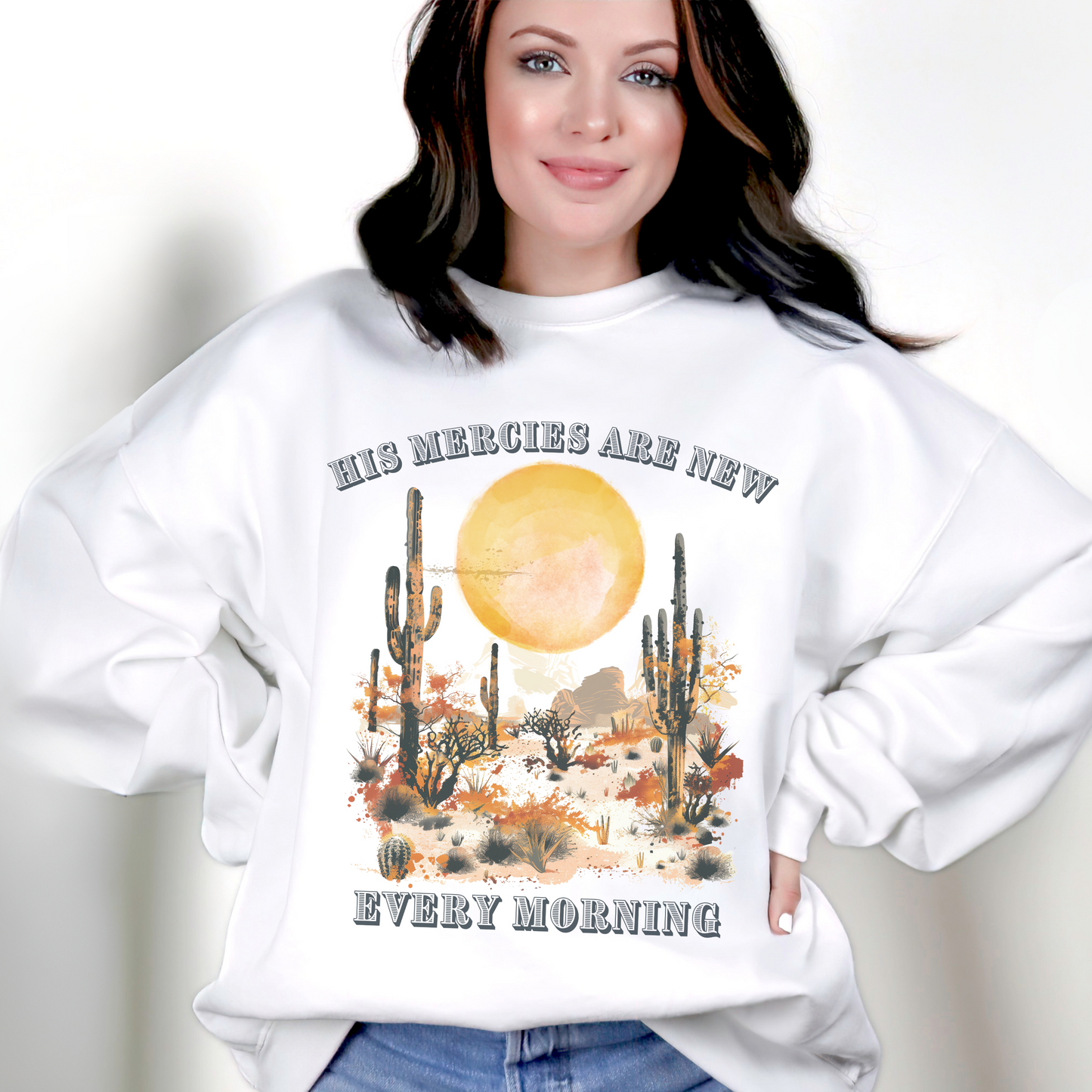 His Mercies are New Every Morning Sweatshirt, Unisex Heavy Blend™ Crewneck, Christian Apparel, Biblical Clothing, Inspirational Apparel, Jesus Shirt