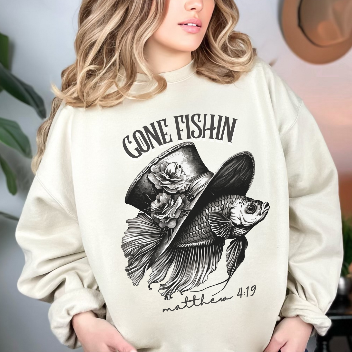 Gone Fishin' Sweatshirt, Unisex Heavy Blend™ Crewneck, Christian Apparel, Biblical Clothing, Inspirational Apparel, Jesus Shirt