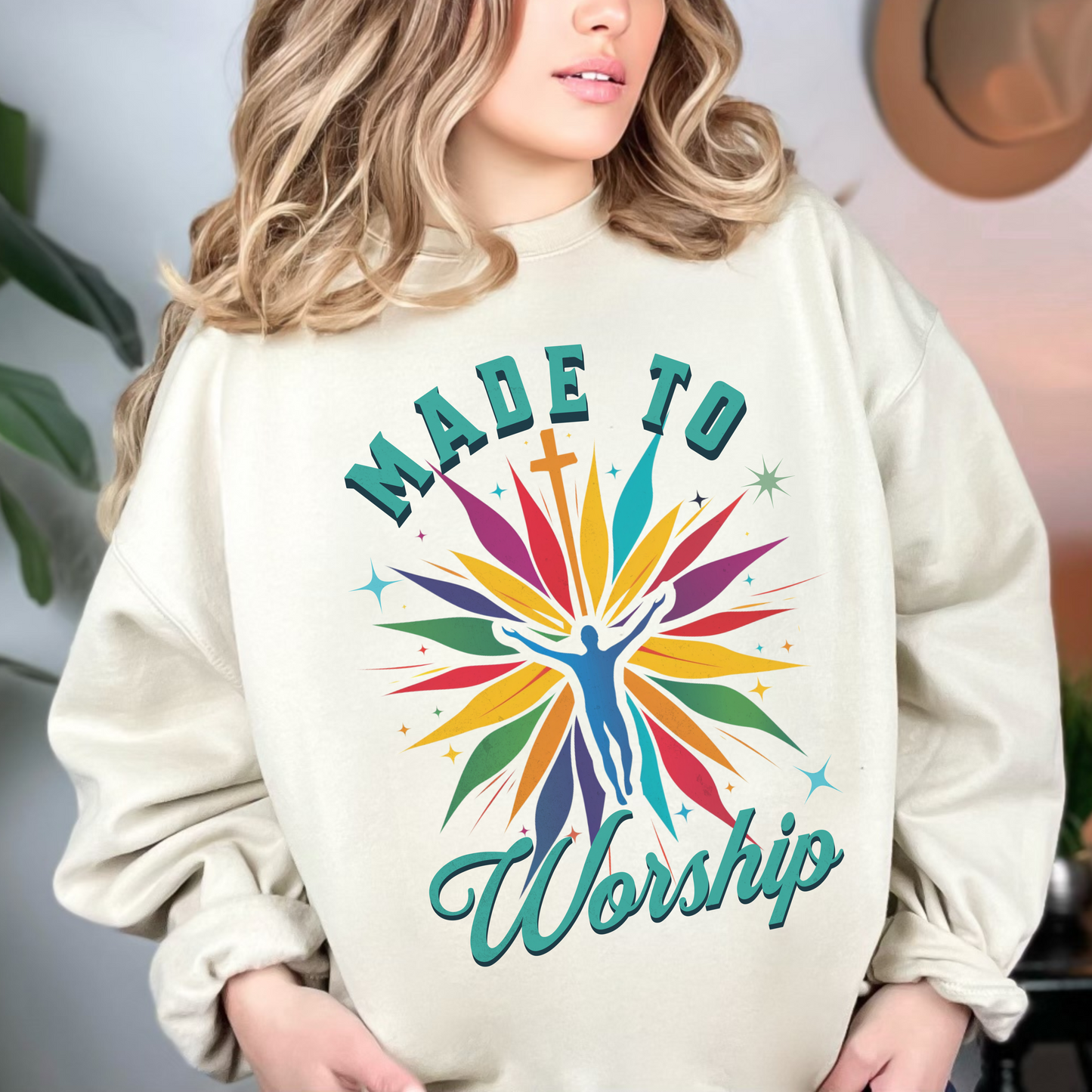 Made to Worship Unisex Heavy Blend Crewneck Sweatshirt, Christian Merch, Christian Streetwear, Ministry Shirt, Faith Based Shirt, Jesus Apparel