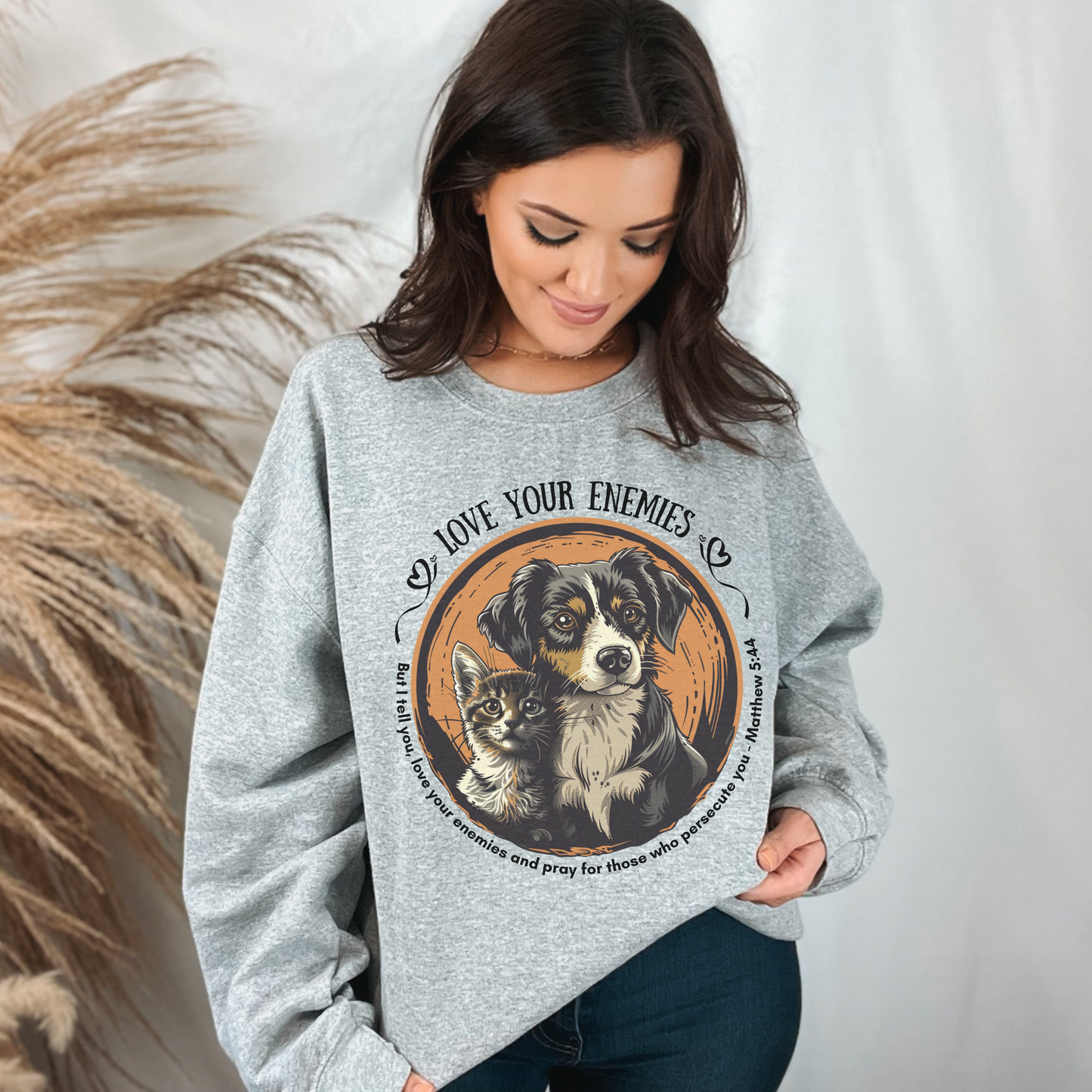 Love Your Enemies Unisex Heavy Blend™ Crewneck Sweatshirt, Christian Merch, Christian Streetwear, Ministry Shirt, Jesus Apparel, Religious Tee, Gift for Church Friend