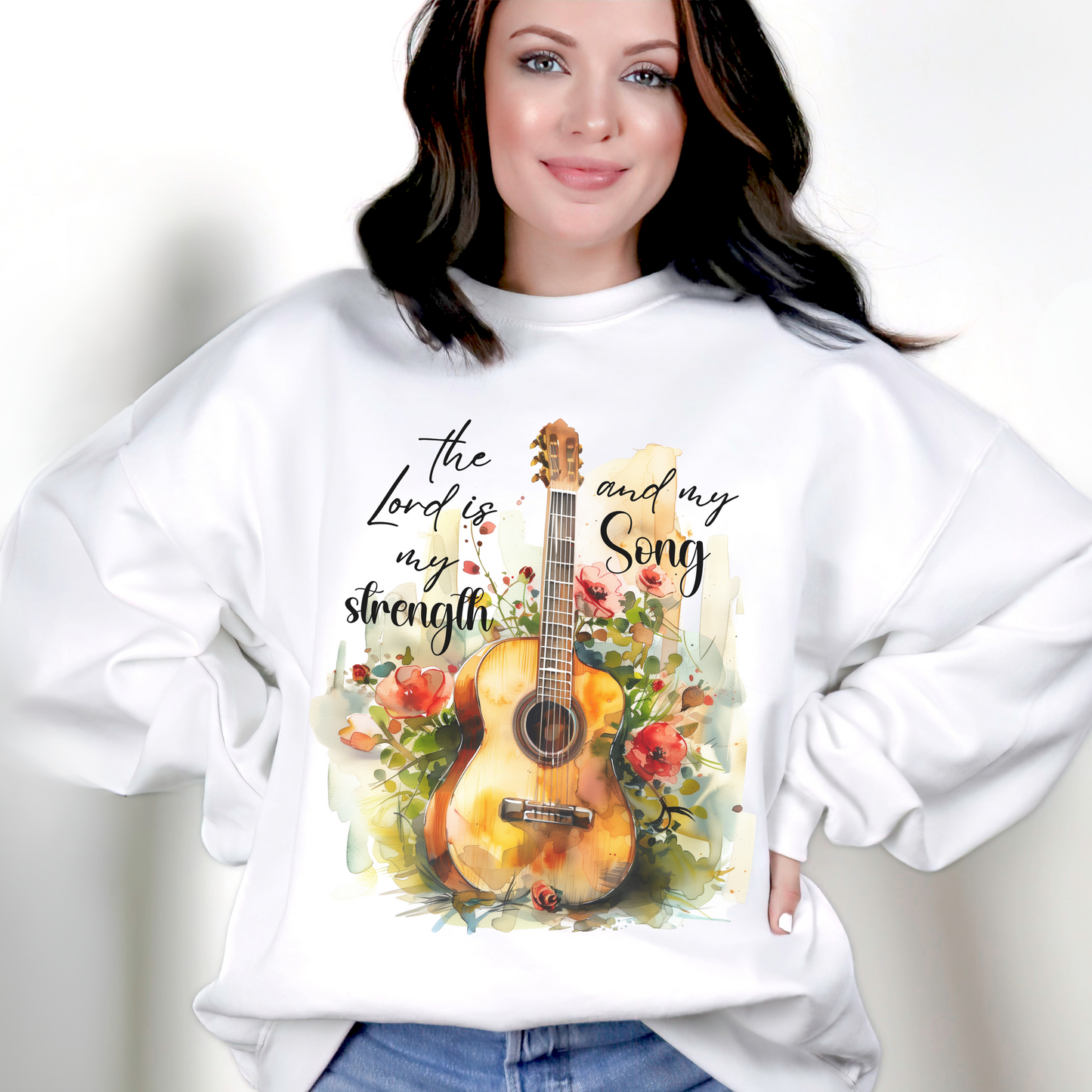 The Lord is my Strength and my Song Unisex Heavy Blend Crewneck Sweatshirt, Christian Merch, Christian Streetwear, Ministry Shirt, Faith Based Shirt, Jesus Apparel