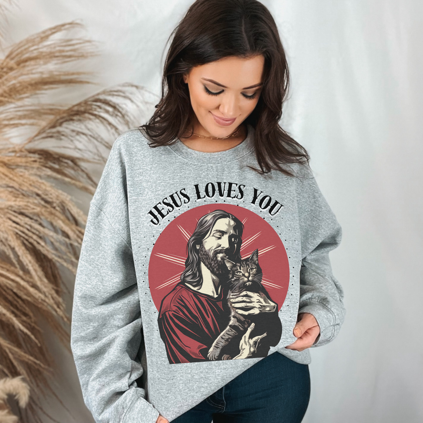 Jesus Loves You Unisex Heavy Blend Crewneck Sweatshirt, Christian Merch, Christian Streetwear, Ministry Shirt, Faith Based Shirt, Jesus Apparel