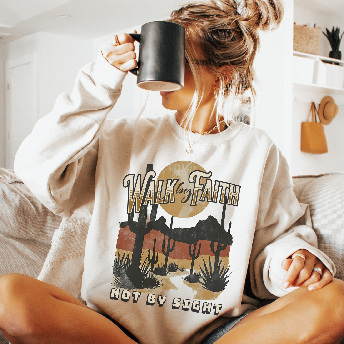Walk by Faith Sweatshirt, Unisex Heavy Blend Crewneck, Jesus is the Reason, Jesus is King, Christian Merch, Glory to God