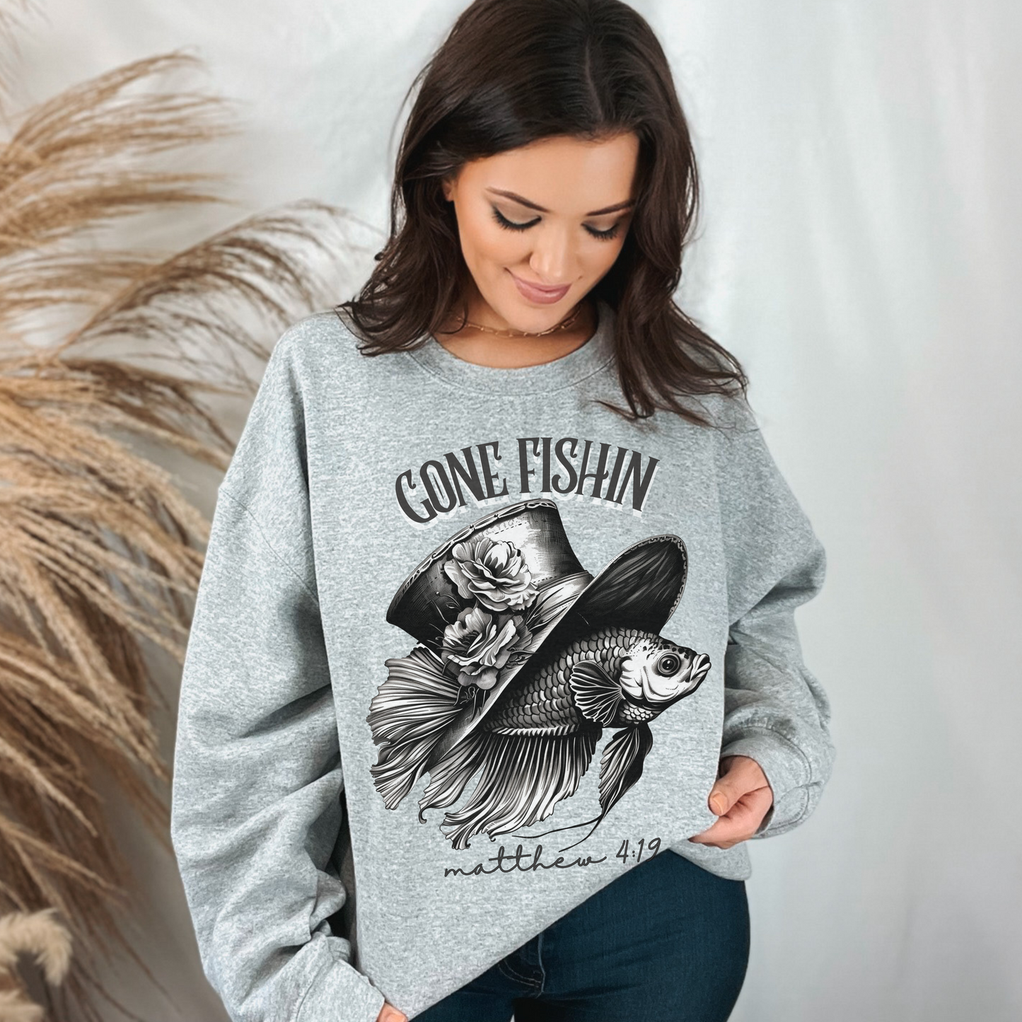 Gone Fishin' Sweatshirt, Unisex Heavy Blend™ Crewneck, Christian Apparel, Biblical Clothing, Inspirational Apparel, Jesus Shirt