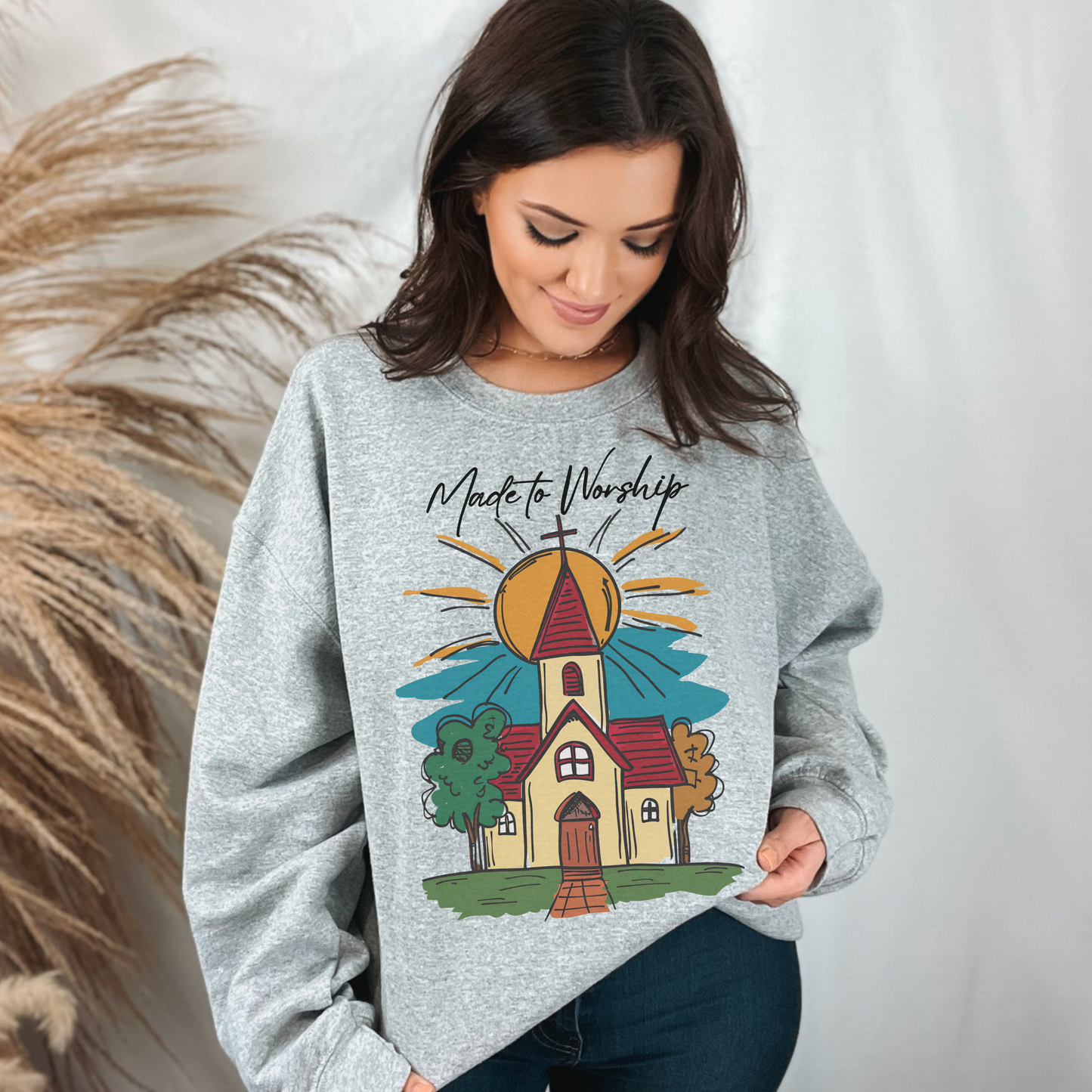 Made to Worship Sweatshirt, Unisex Heavy Blend™ Crewneck, Christian Apparel, Biblical Clothing, Inspirational Apparel, Jesus Shirt