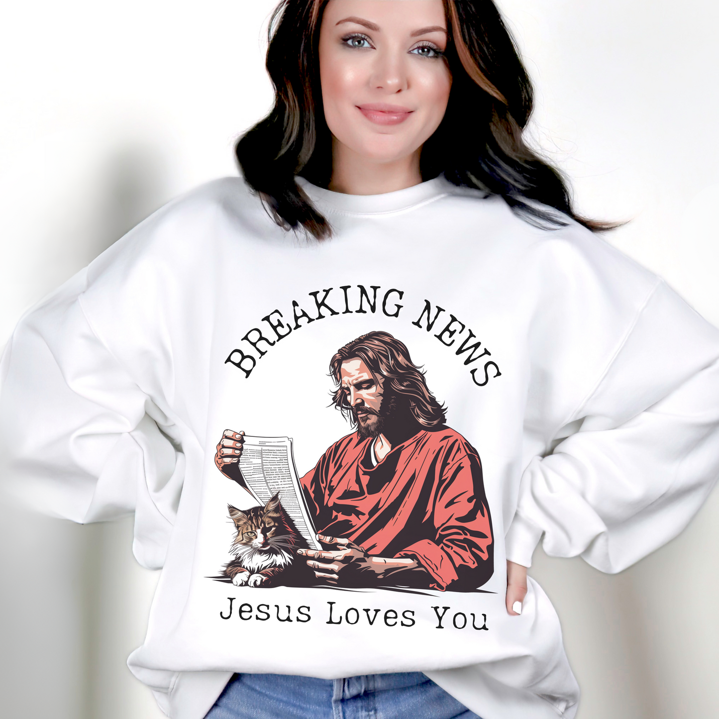Jesus Loves You Unisex Heavy Blend Crewneck Sweatshirt, Christian Merch, Christian Streetwear, Ministry Shirt, Faith Based Shirt, Jesus Apparel