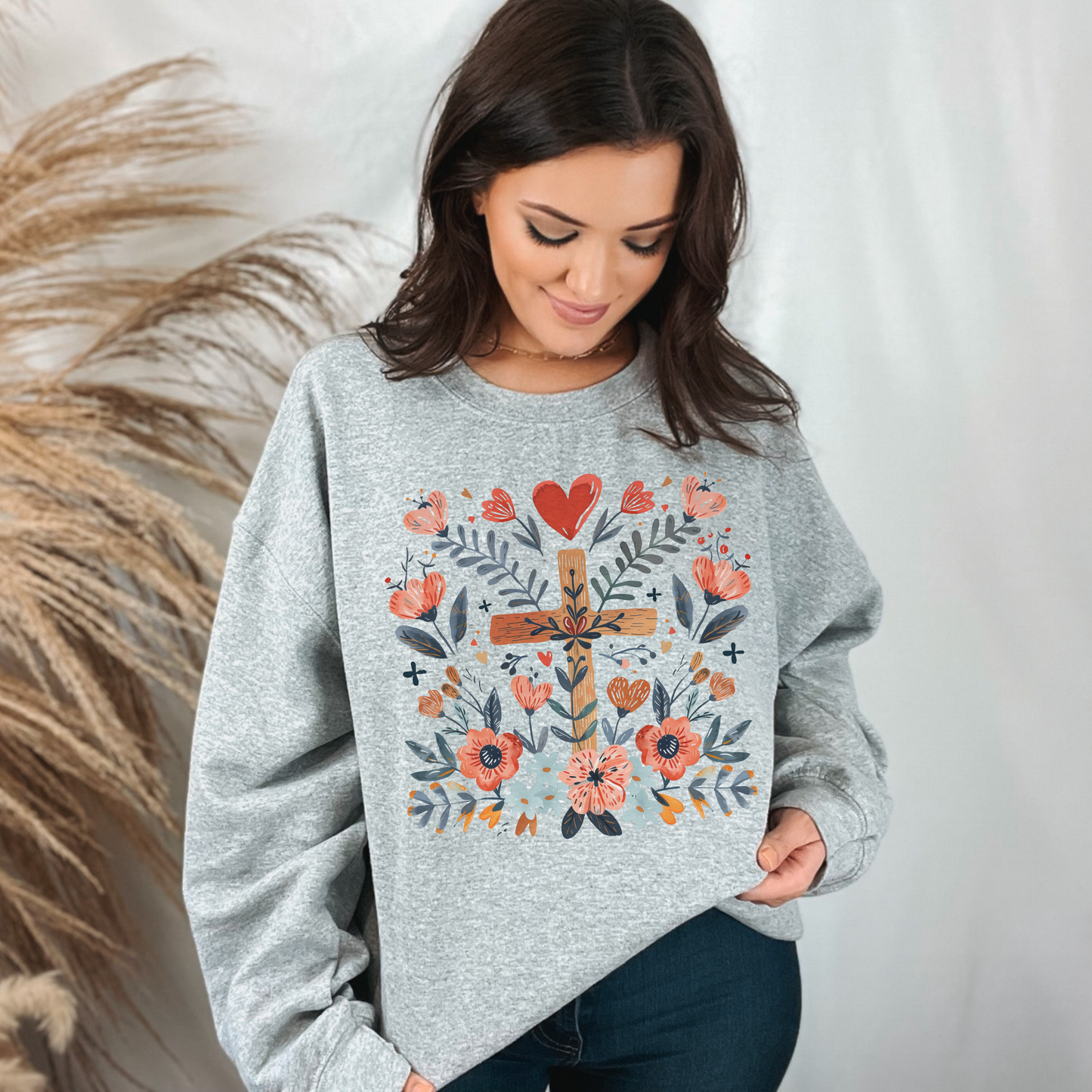 Jesus is Love Cross Design Unisex Heavy Blend Crewneck Sweatshirt, Christian Merch, Christian Streetwear, Ministry Shirt, Faith Based Shirt, Jesus Apparel