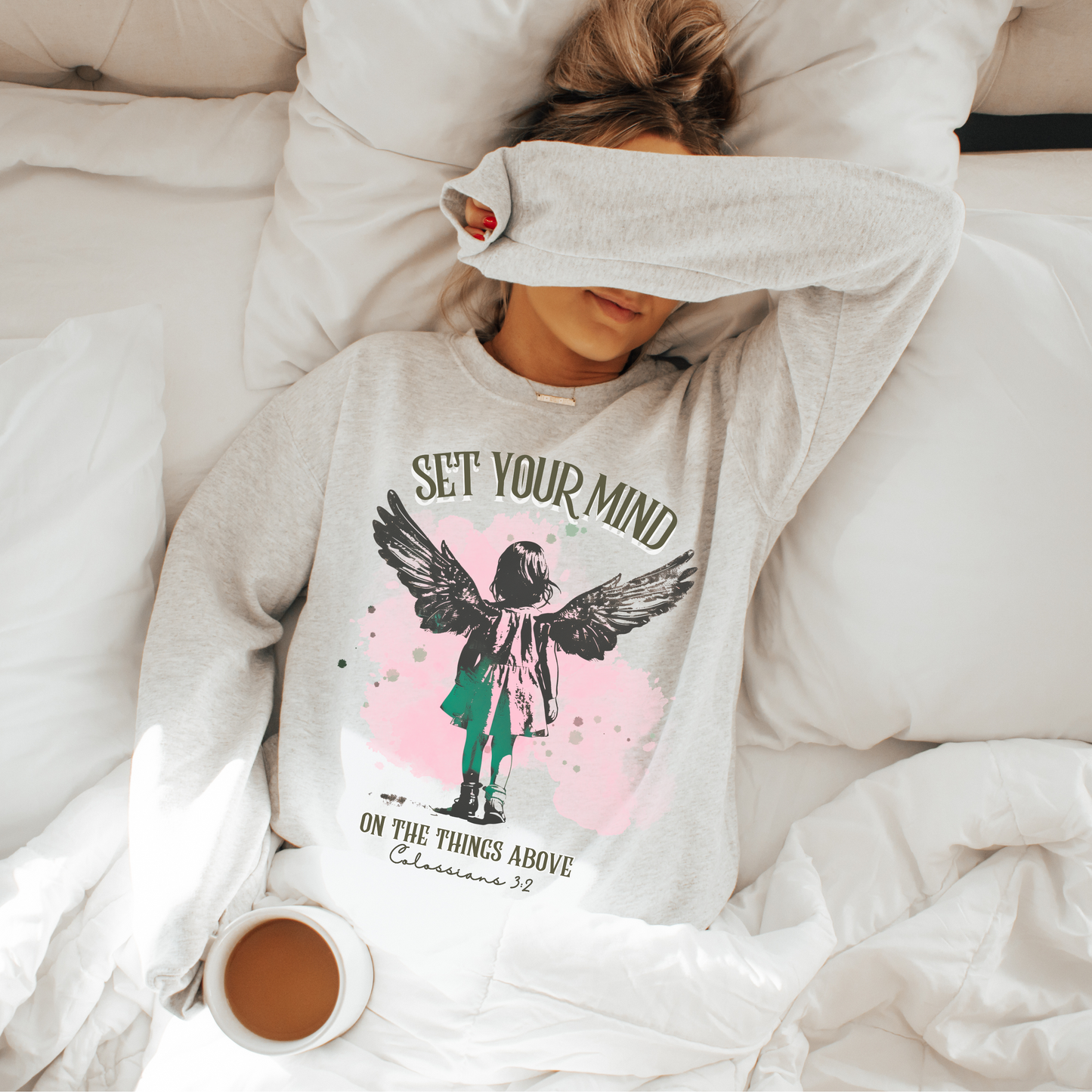 Set Your Mind on the Things Above Sweatshirt, Unisex Heavy Blend™ Crewneck, Christian Apparel, Biblical Clothing, Inspirational Apparel, Jesus Shirt