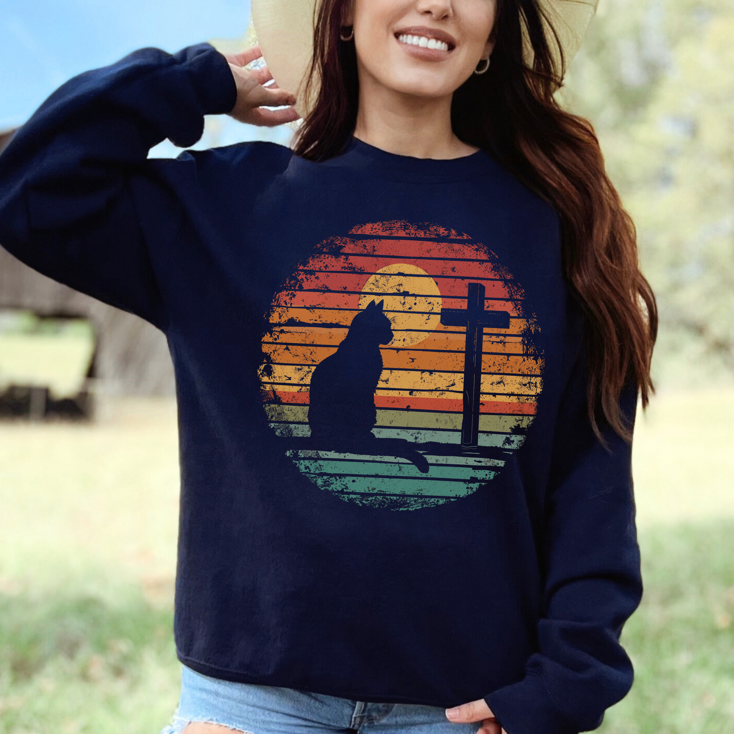 Cats and Jesus Sweatshirt, Unisex Heavy Blend™ Crewneck, Christian Apparel, Biblical Clothing, Inspirational Apparel, Jesus Shirt