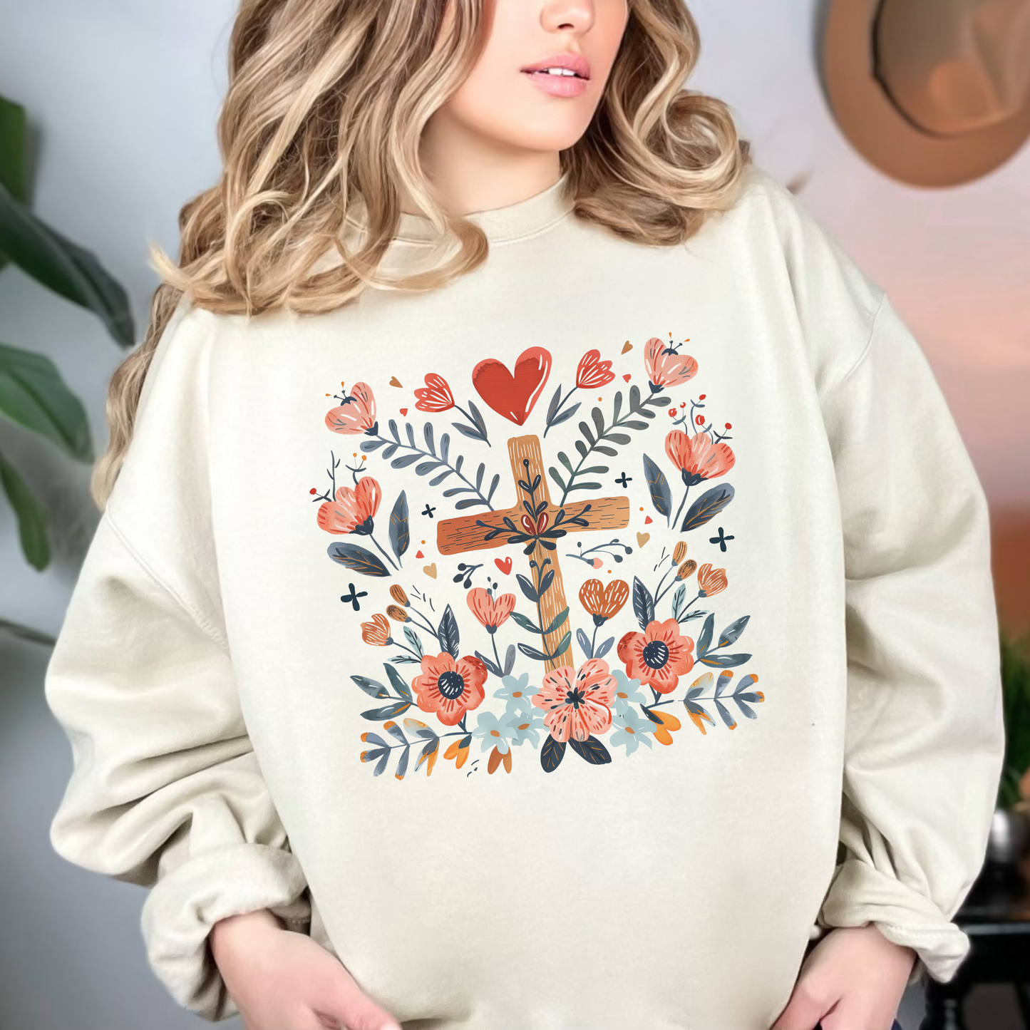 Jesus is Love Cross Design Unisex Heavy Blend Crewneck Sweatshirt, Christian Merch, Christian Streetwear, Ministry Shirt, Faith Based Shirt, Jesus Apparel
