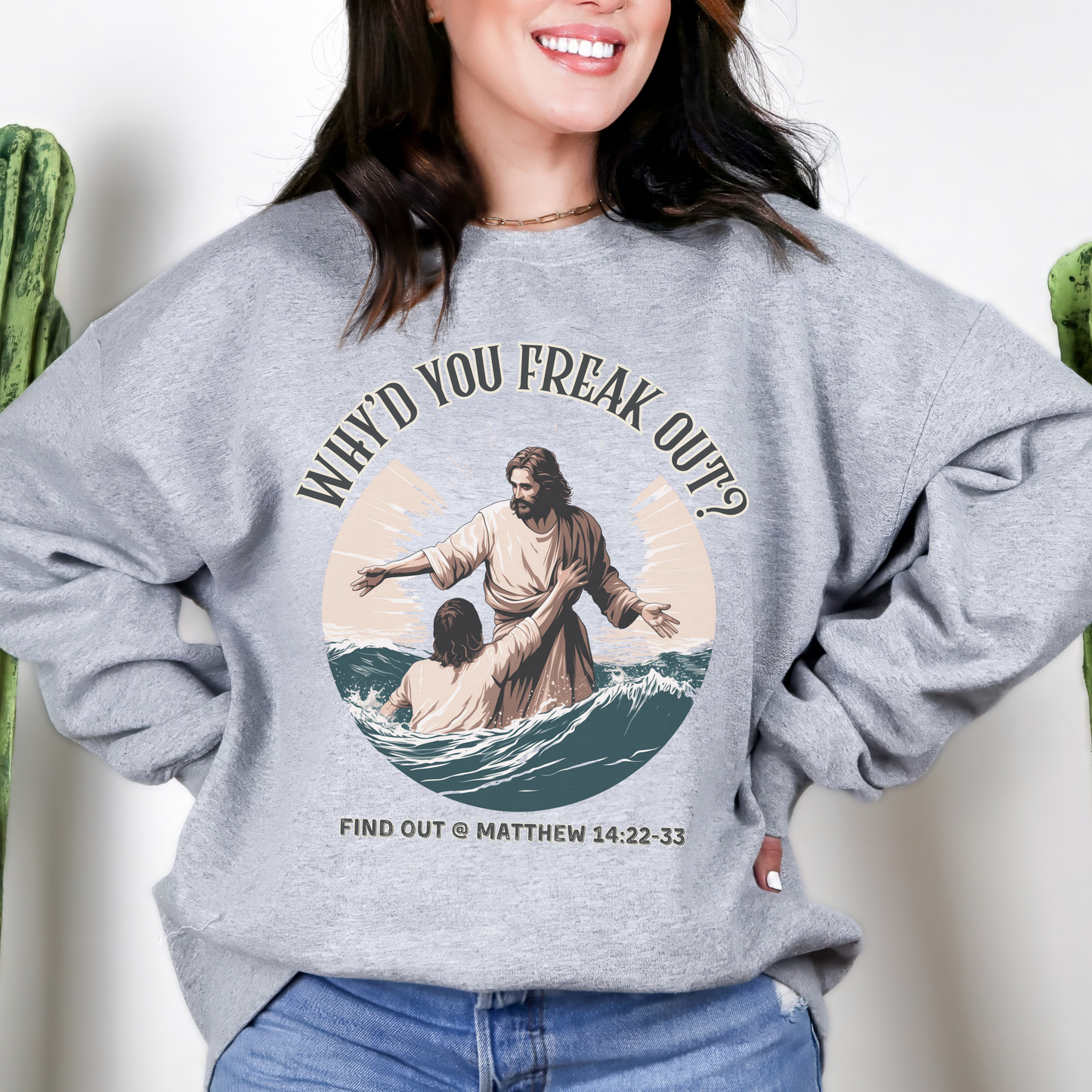 Why'd You Freak Out? Jesus Unisex Heavy Blend Crewneck Sweatshirt, Christian Merch, Christian Streetwear, Ministry Shirt, Faith Based Shirt, Jesus Apparel