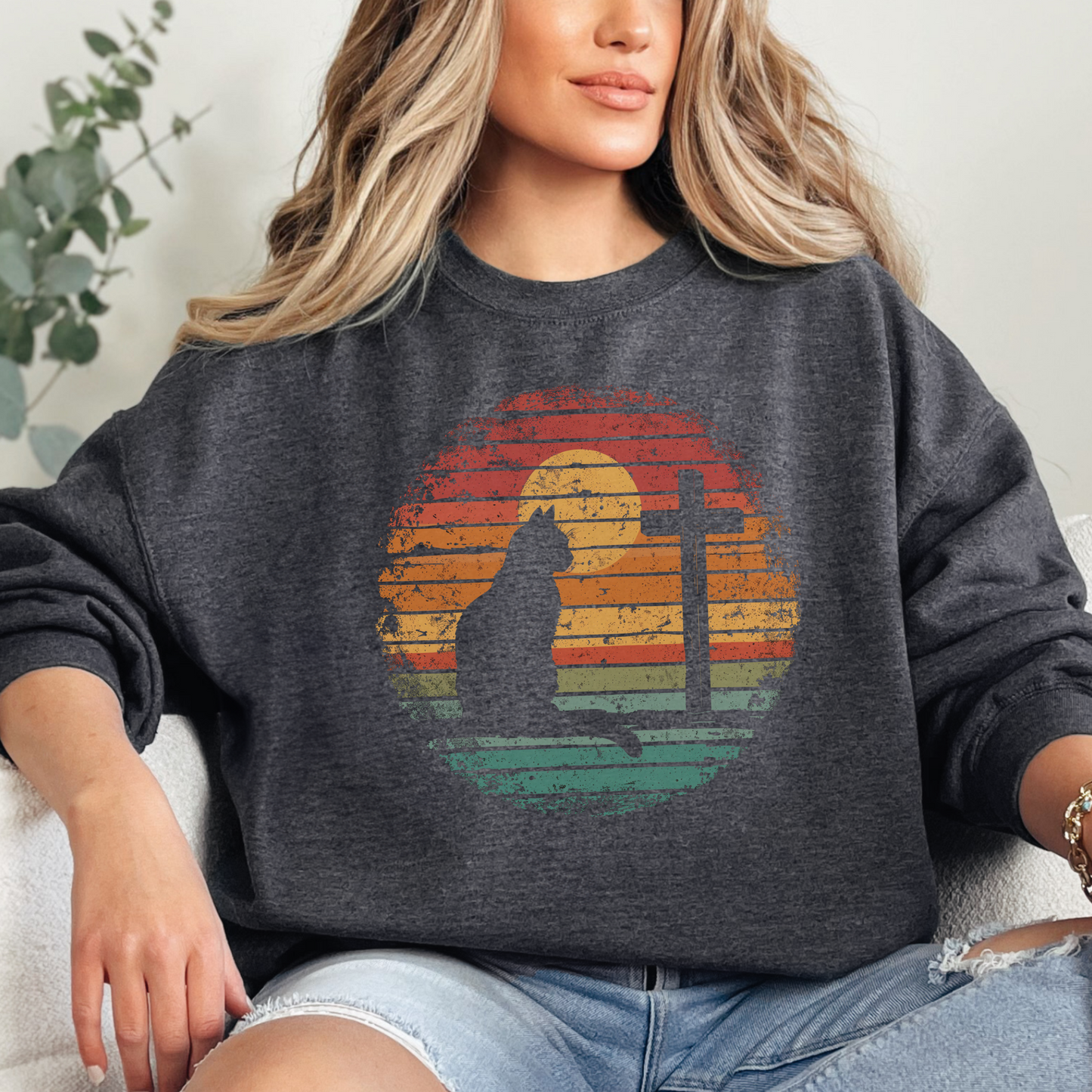 Cats and Jesus Sweatshirt, Unisex Heavy Blend™ Crewneck, Christian Apparel, Biblical Clothing, Inspirational Apparel, Jesus Shirt