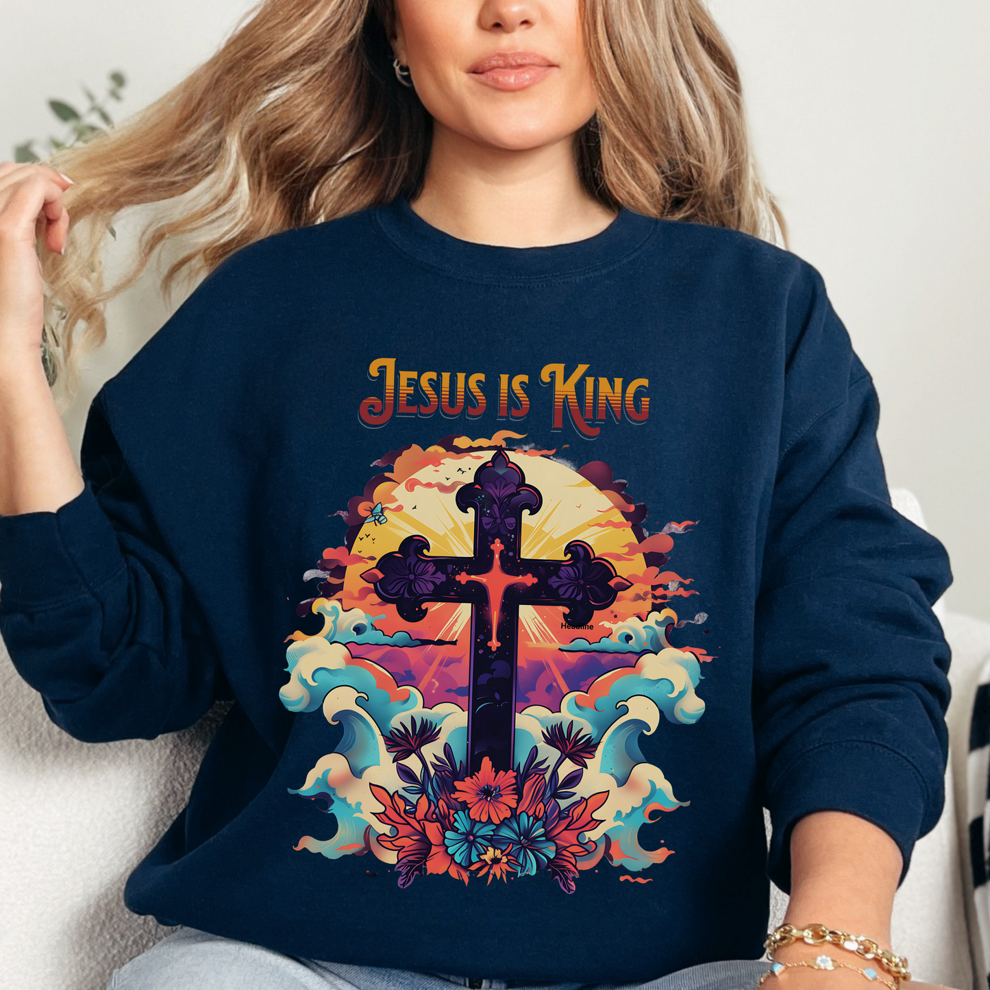 Jesus is King Unisex Heavy Blend™ Crewneck Sweatshirt, Christian Merch, Christian Streetwear, Ministry Shirt, Jesus Apparel, Jesus Freak Tee