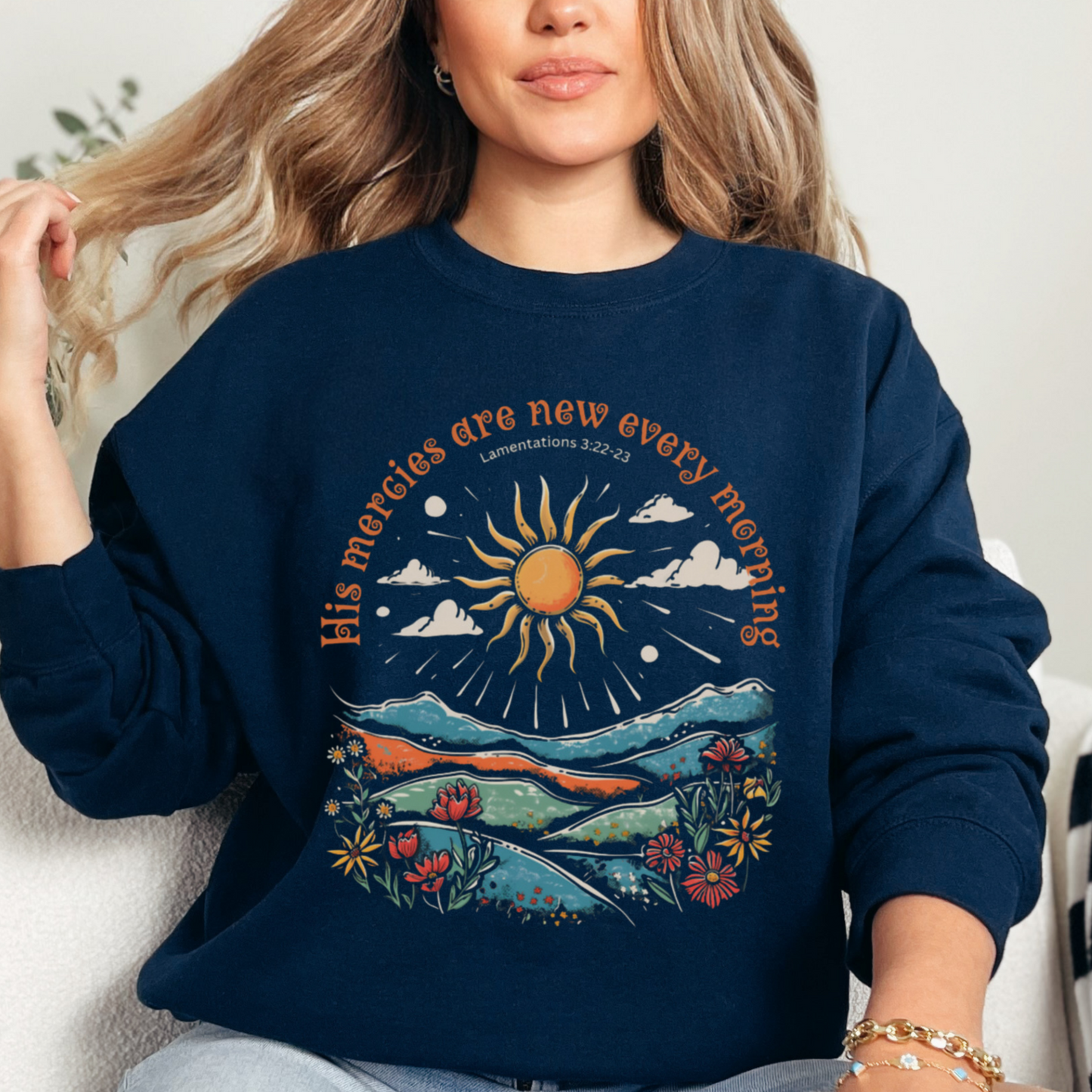 His Mercies are New Every Morning Unisex Heavy Blend Crewneck Sweatshirt, Christian Merch, Christian Streetwear, Ministry Shirt, Faith Based Shirt, Jesus Apparel
