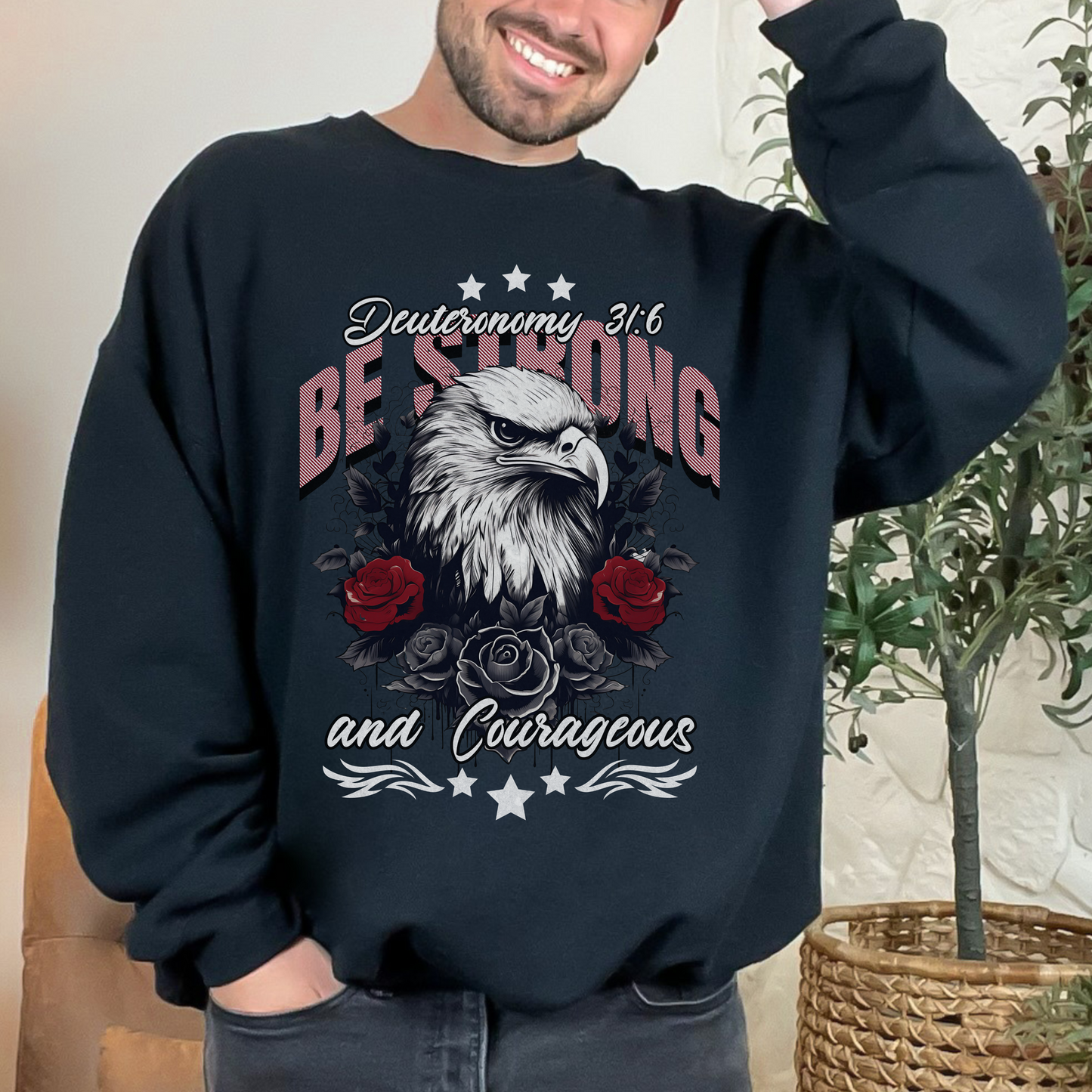Be Strong and Courageous Sweatshirt, Unisex Heavy Blend Crewneck, Jesus is the Reason, Jesus is King, Christian Merch, Glory to God