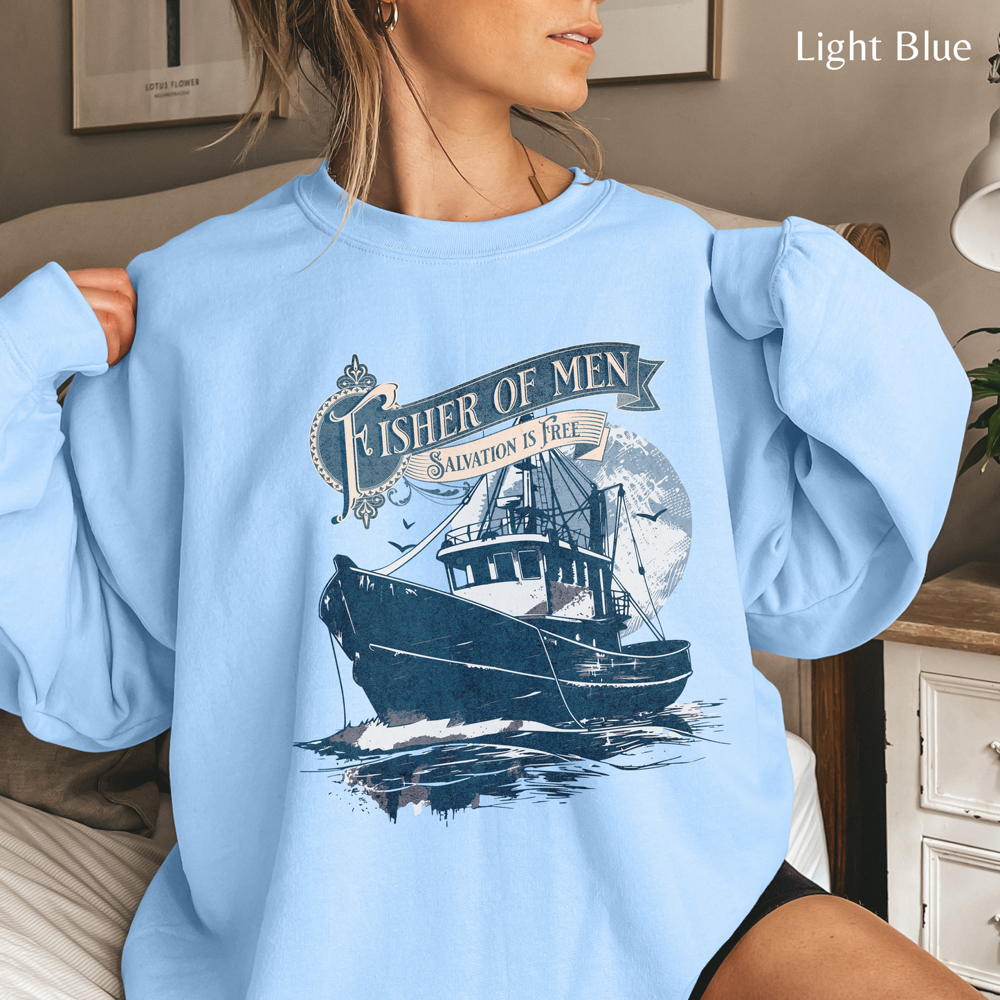 Fisher of Men Unisex Heavy Blend Crewneck Sweatshirt, Christian Merch, Christian Streetwear, Ministry Shirt, Faith Based Shirt, Jesus Apparel