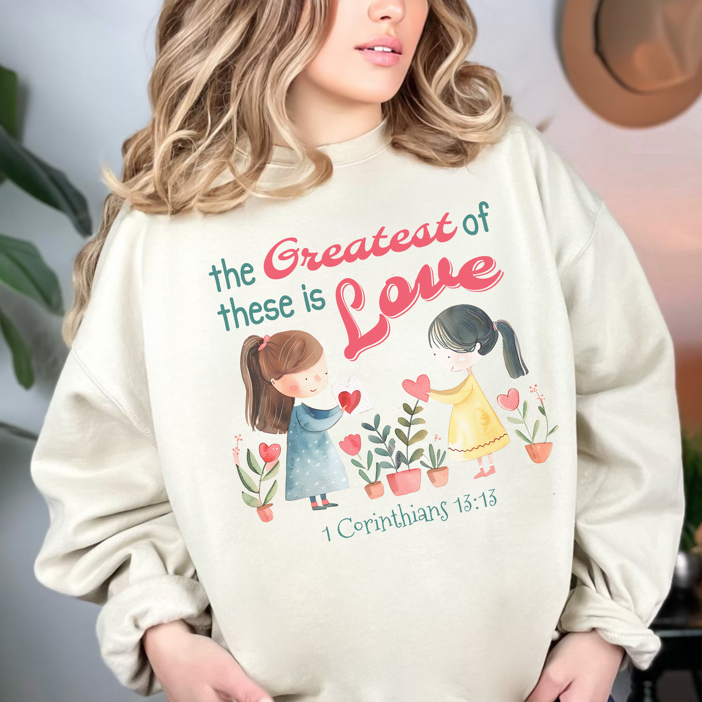 The Greatest of These is Love Unisex Heavy Blend Crewneck Sweatshirt, Christian Merch, Christian Streetwear, Ministry Shirt, Faith Based Shirt, Jesus Apparel