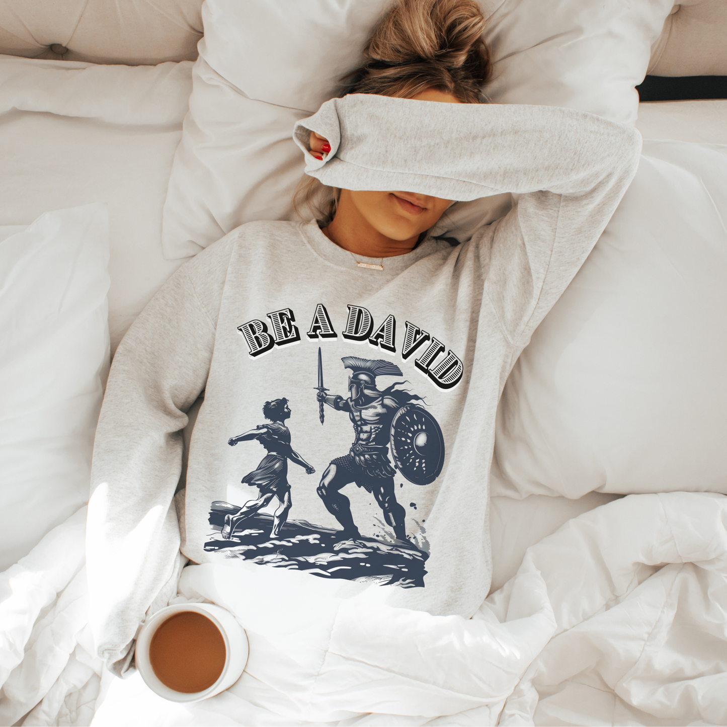 Be a David Unisex Heavy Blend Crewneck Sweatshirt, Christian Merch, Christian Streetwear, Ministry Shirt, Faith Based Shirt, Jesus Apparel