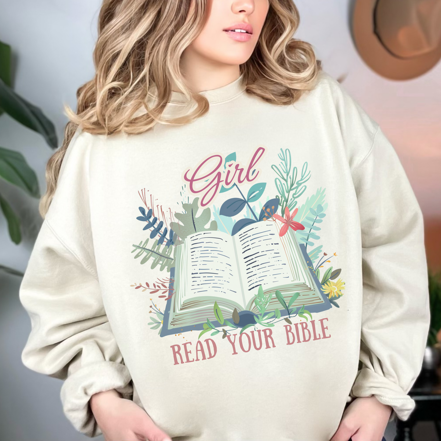 Girl Read your Bible Unisex Heavy Blend Crewneck Sweatshirt, Christian Merch, Christian Streetwear, Ministry Shirt, Faith Based Shirt, Jesus Apparel