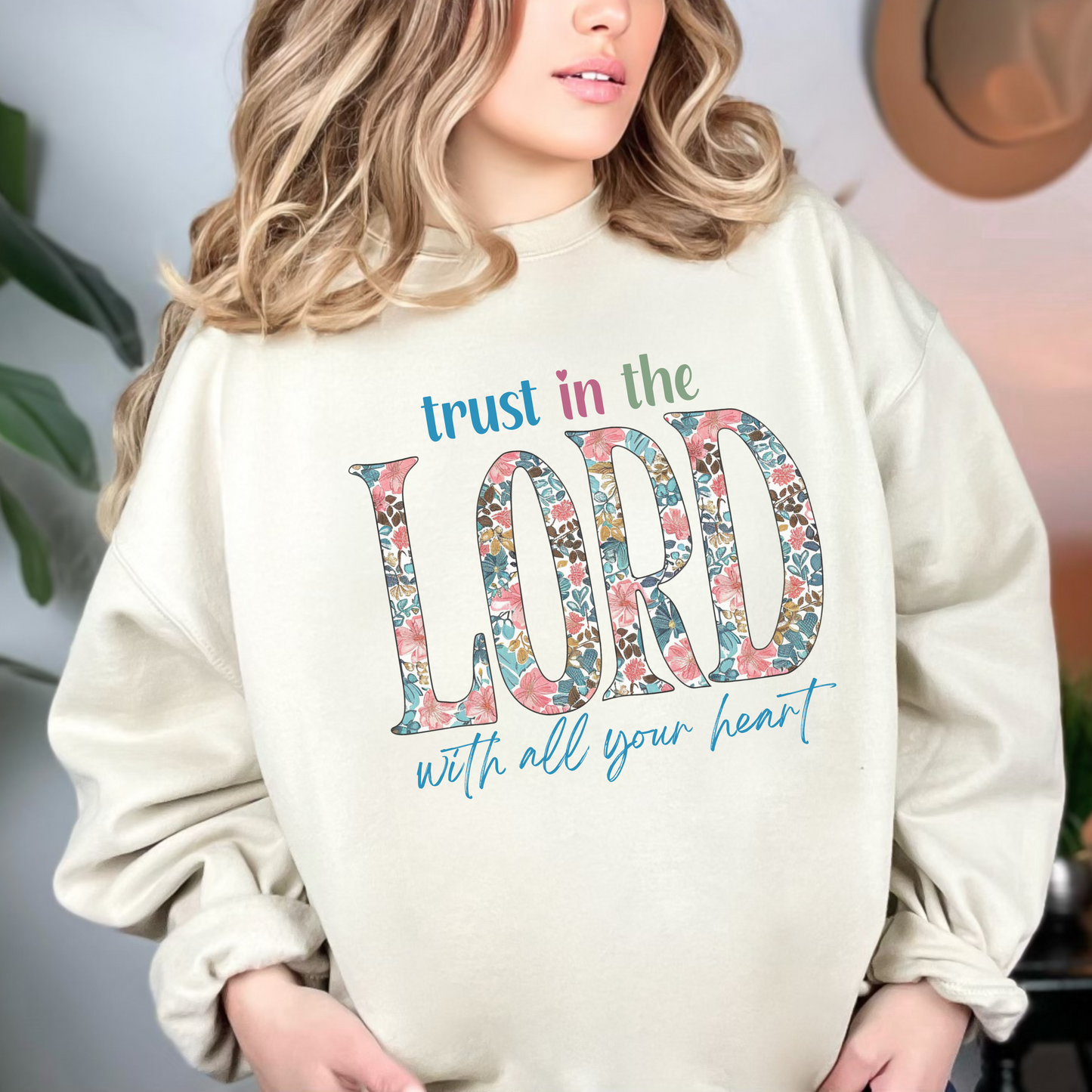 Trust in the Lord with all your Heart Unisex Heavy Blend Crewneck Sweatshirt, Christian Merch, Christian Streetwear, Ministry Shirt, Faith Based Shirt, Jesus Apparel