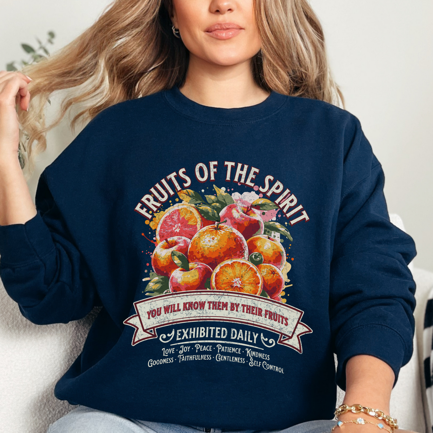Fruits of the Spirit Unisex Heavy Blend Crewneck Sweatshirt, Christian Merch, Christian Streetwear, Ministry Shirt, Faith Based Shirt, Praise Sweater