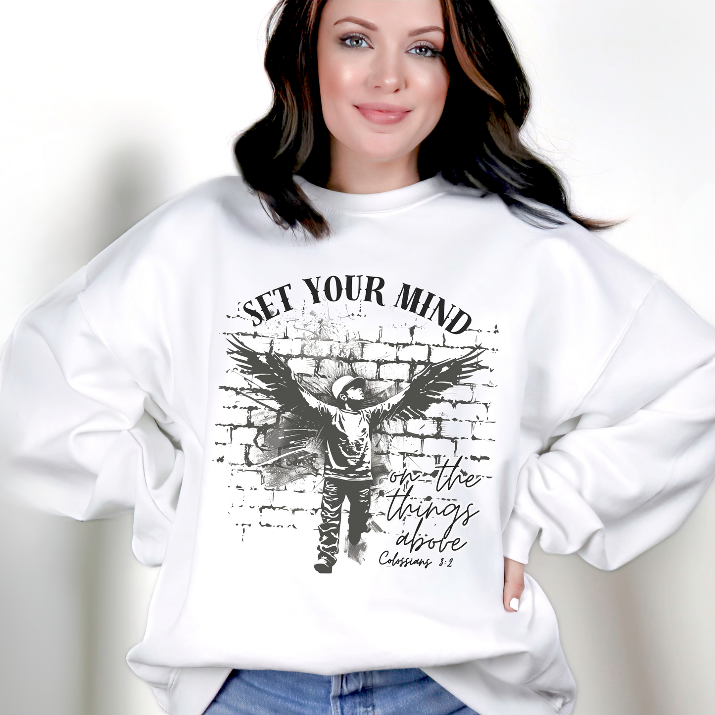 Set Your Mind on the Things Above Unisex Heavy Blend Crewneck Sweatshirt, Christian Merch, Christian Streetwear, Ministry Shirt, Faith Based Shirt, Jesus Apparel
