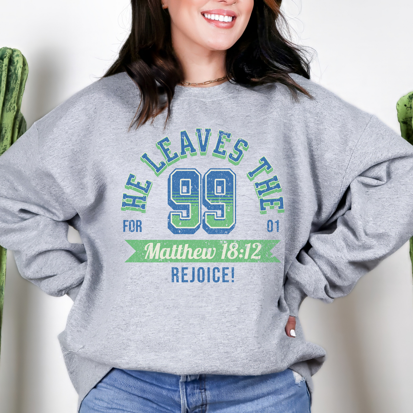 He Leaves the 99 Unisex Heavy Blend Crewneck Sweatshirt, Christian Merch, Christian Streetwear, Ministry Shirt, Faith Based Shirt, Jesus Apparel