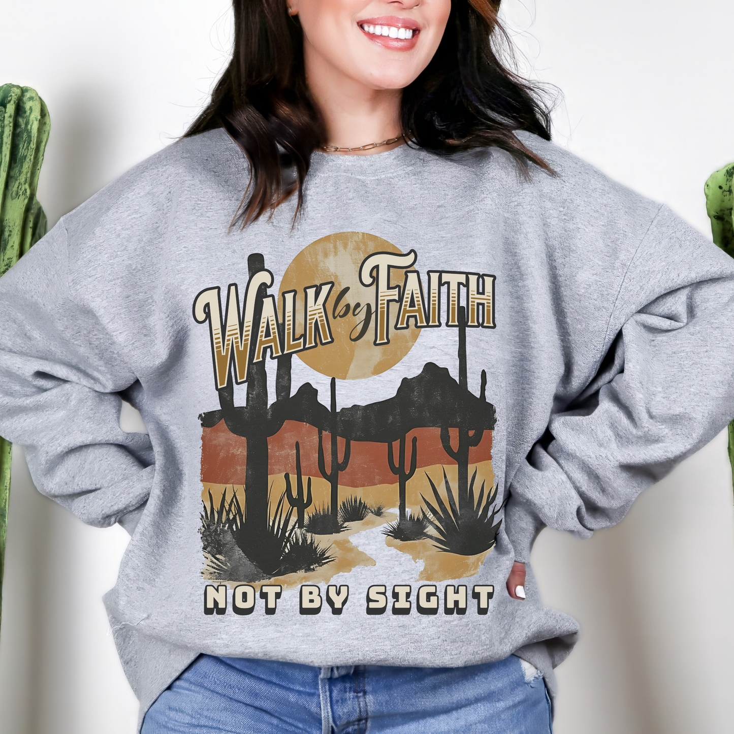 Walk by Faith Sweatshirt, Unisex Heavy Blend Crewneck, Jesus is the Reason, Jesus is King, Christian Merch, Glory to God