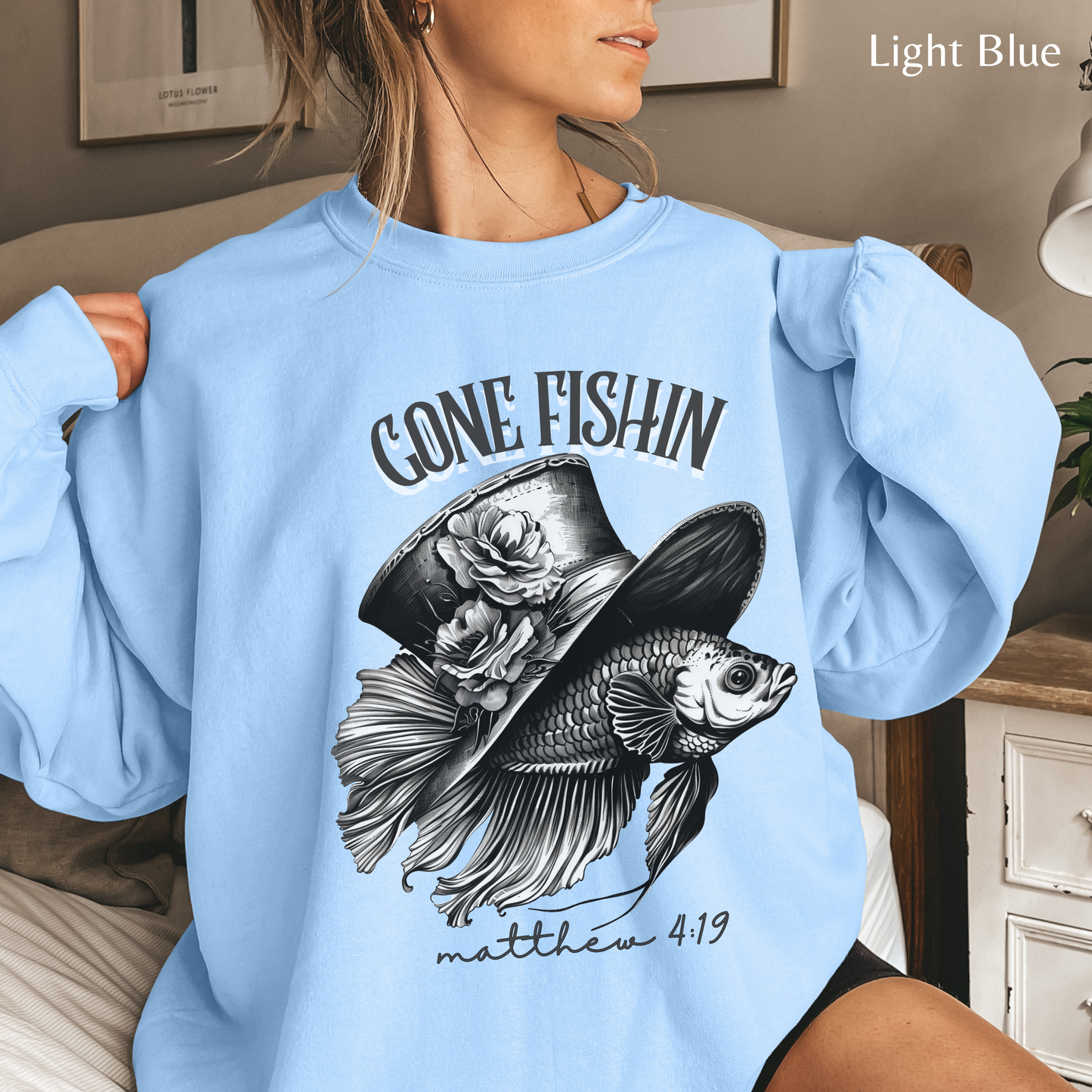 Gone Fishin' Sweatshirt, Unisex Heavy Blend™ Crewneck, Christian Apparel, Biblical Clothing, Inspirational Apparel, Jesus Shirt