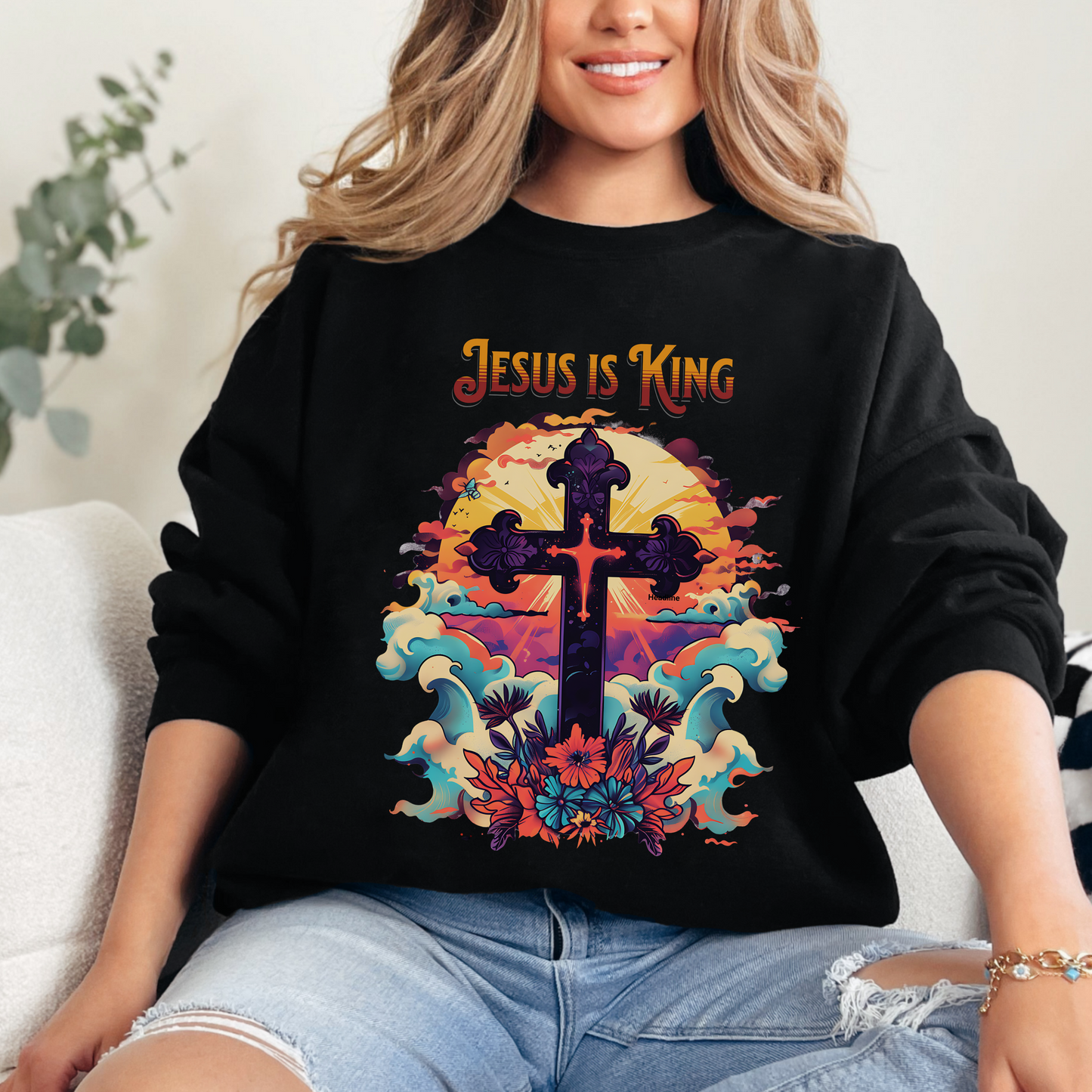 Jesus is King Unisex Heavy Blend™ Crewneck Sweatshirt, Christian Merch, Christian Streetwear, Ministry Shirt, Jesus Apparel, Jesus Freak Tee